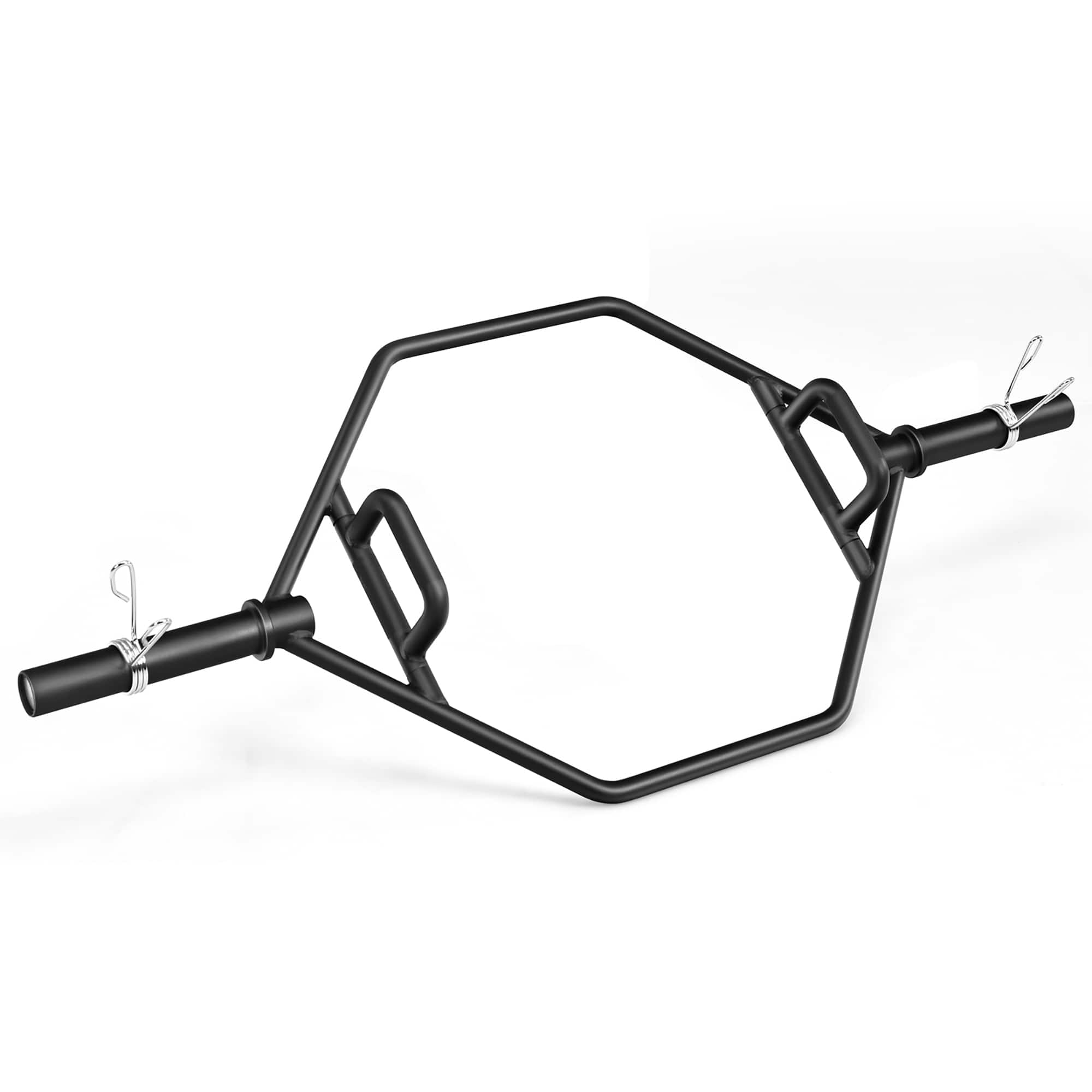 Front. Costway - 56'' Olympic Trap Bar with Knurled Handles for Weight Lifting and Bodybuilding - Black.