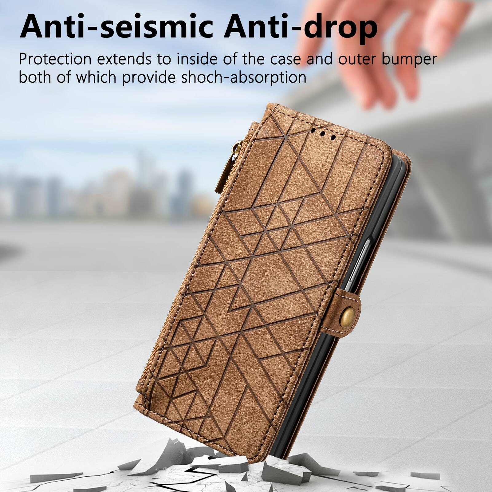 Anti-seismic Anti-drop  
Protection extends to inside of the case and outer bumper both of which provide shock-absorption