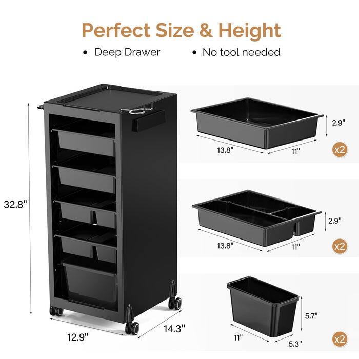 Perfect Size & Height  
Deep Drawer  
No tool needed  

- 2.9" x 13.8" x 11" x2  
- 2.9" x 13.8" x 11" x2  
- 5.7" x 5.3" x 11" x2  

Dimensions:  
- Height: 32.8"  
- Width: 12.9"  
- Depth: 14.3"