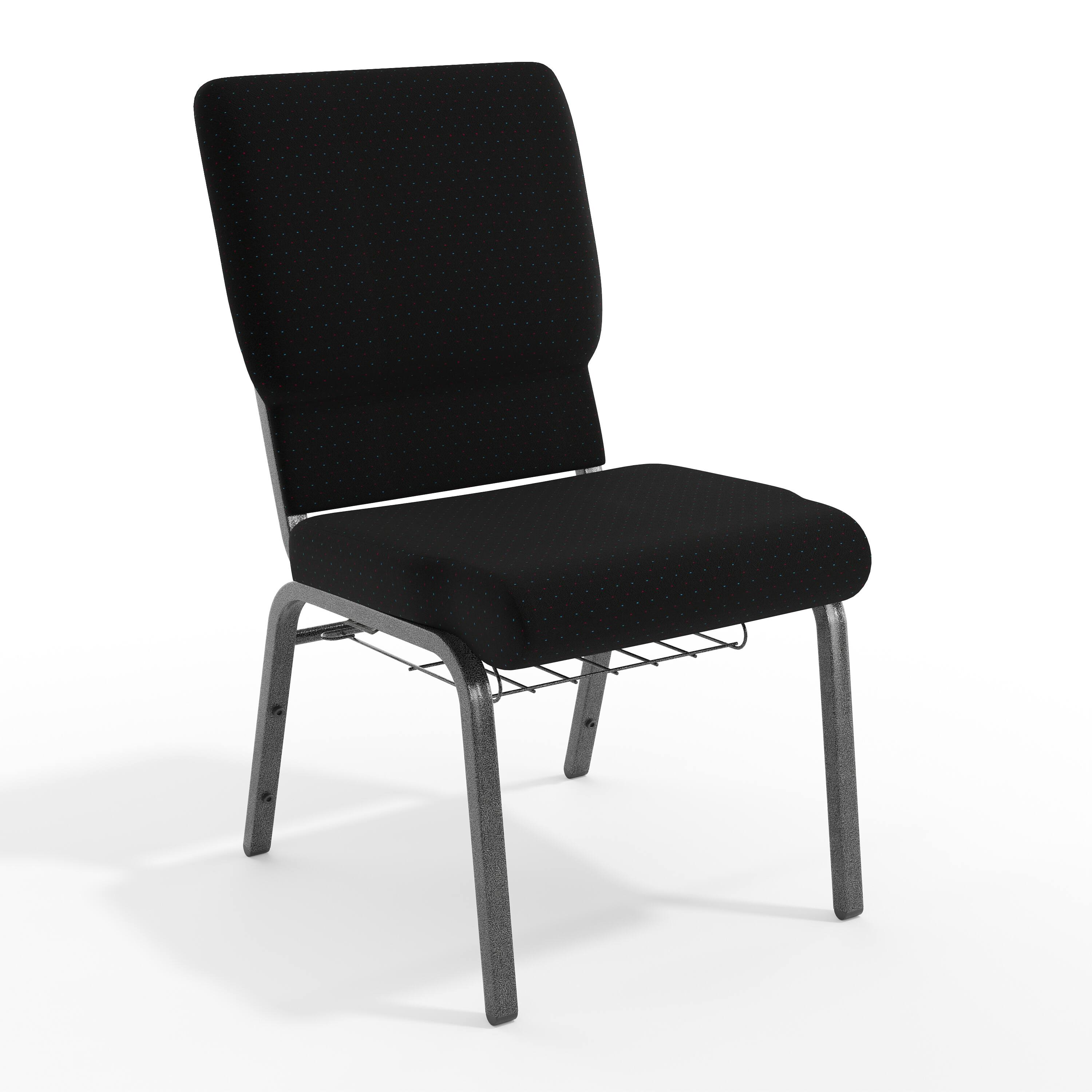 Black Patterned Fabric/Silver Vein Frame