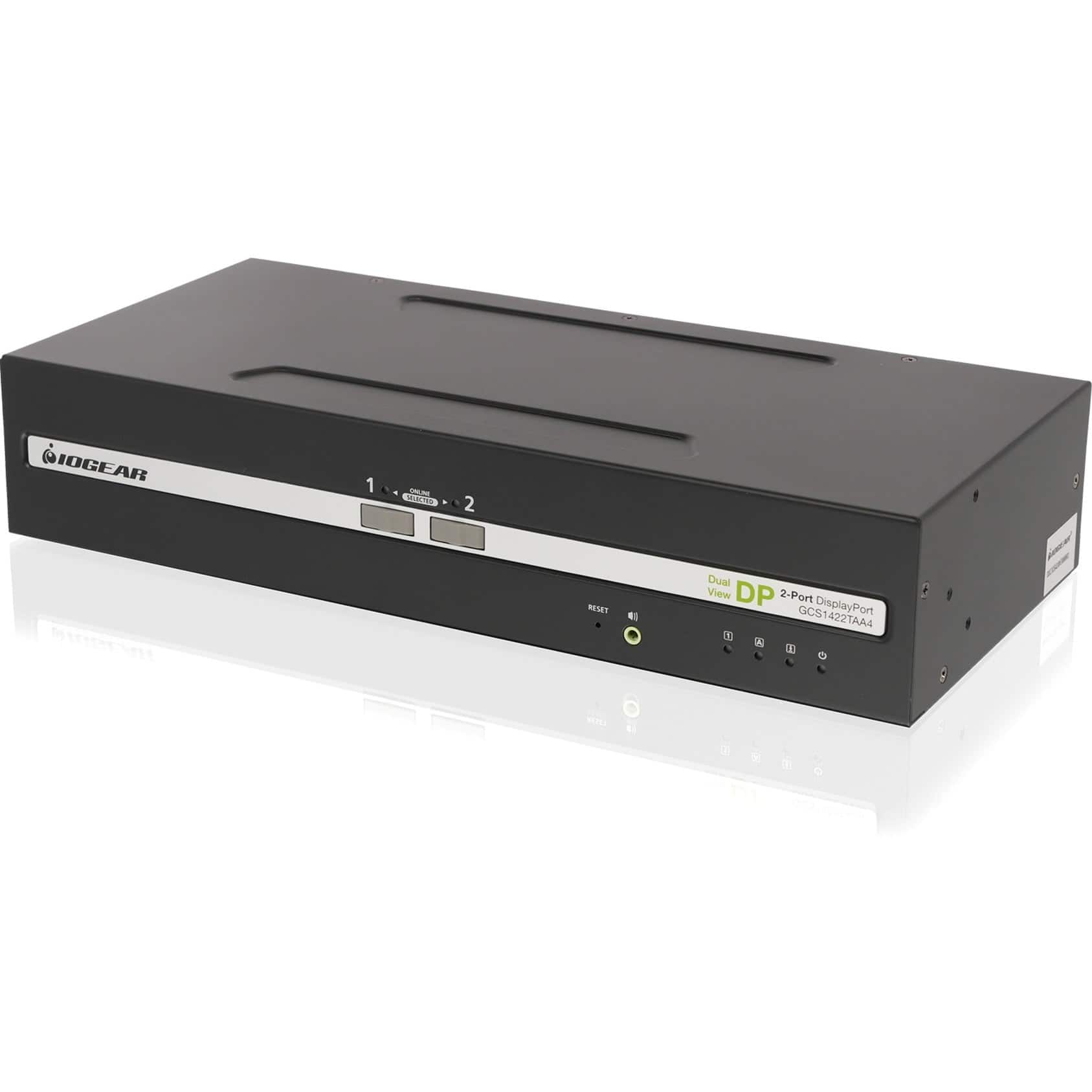 IOGEAR - 2-Port Dual View DisplayPort Secure KVM Switch w/Audio - Black