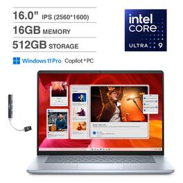 Dell - Inspiron 16 Plus 7640 Laptop 16.0 WQXGA (Intel Ultra 9-185H, 16GB LPDDR5X, 512GB SSD, Win 11 Pro) w/USB Hub - Ice Blue