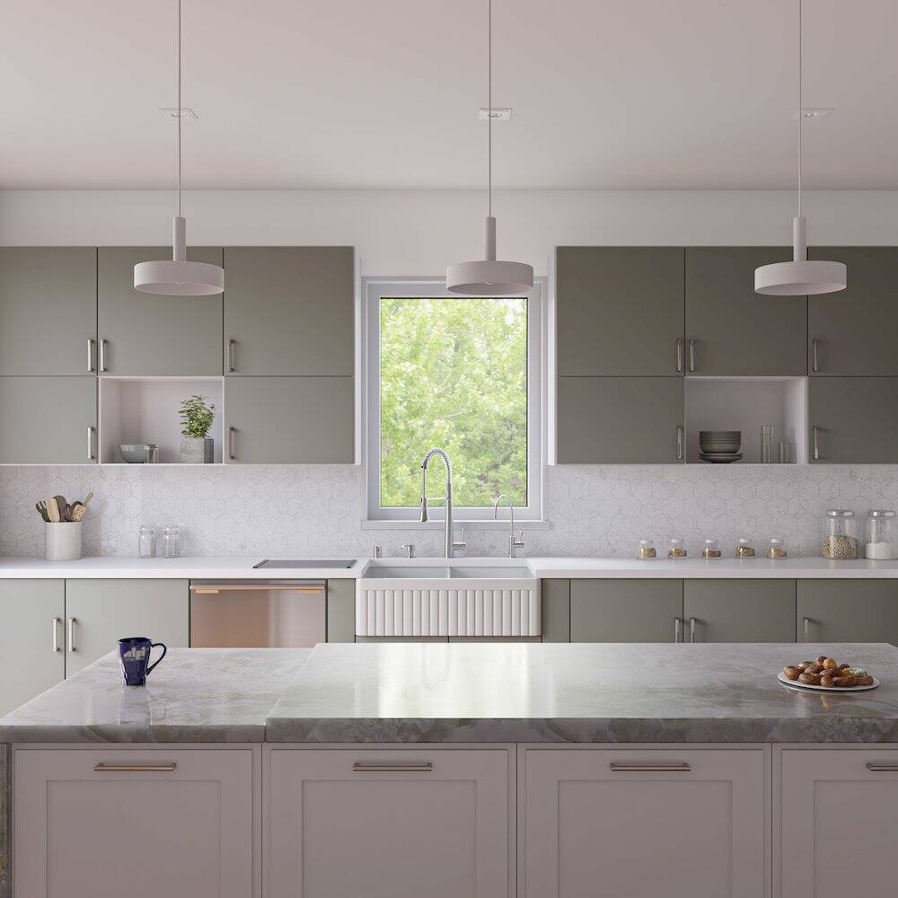 Alt View 6. Alfi - ALFI brand White 32 Fluted Apron Double Bowl Fireclay Farmhouse Kitchen Sink - White.