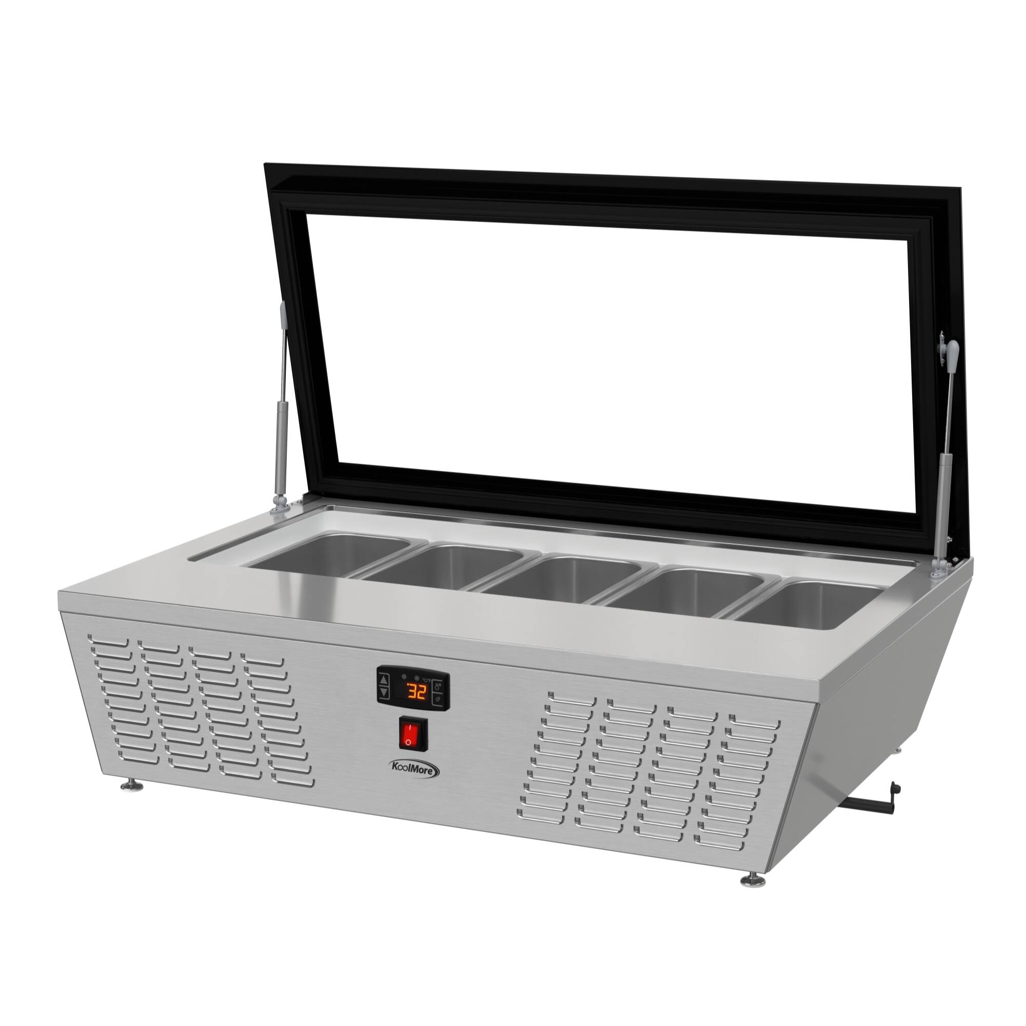 Alt View 6. Koolmore - 39 in. 5-Pan Countertop Ice Cream Display Freezer with Glass Top in Stainless-Steel (KM-CGD-5P) - Stainless-Steel and Black.