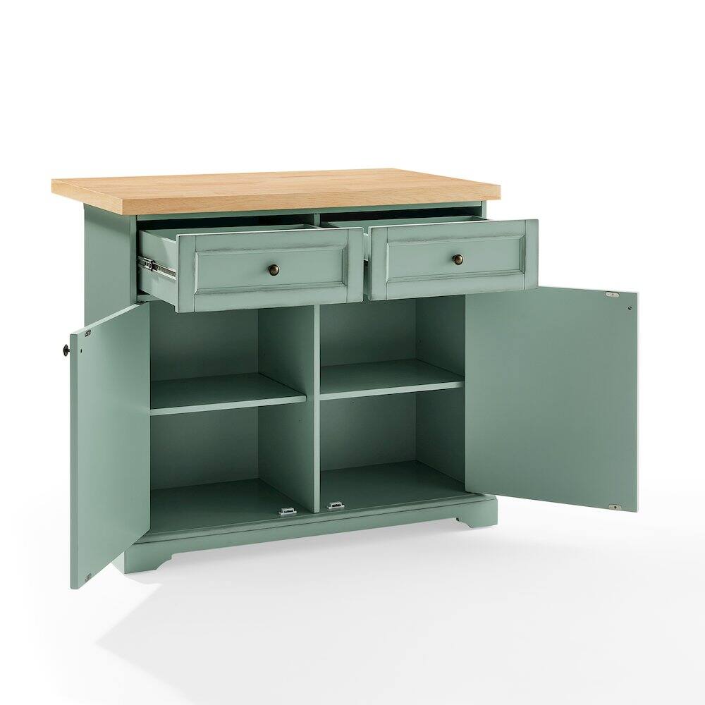 Alt View 2. Crosley Furniture - Holbrook Kitchen Island - Distressed Seafoam Blue.
