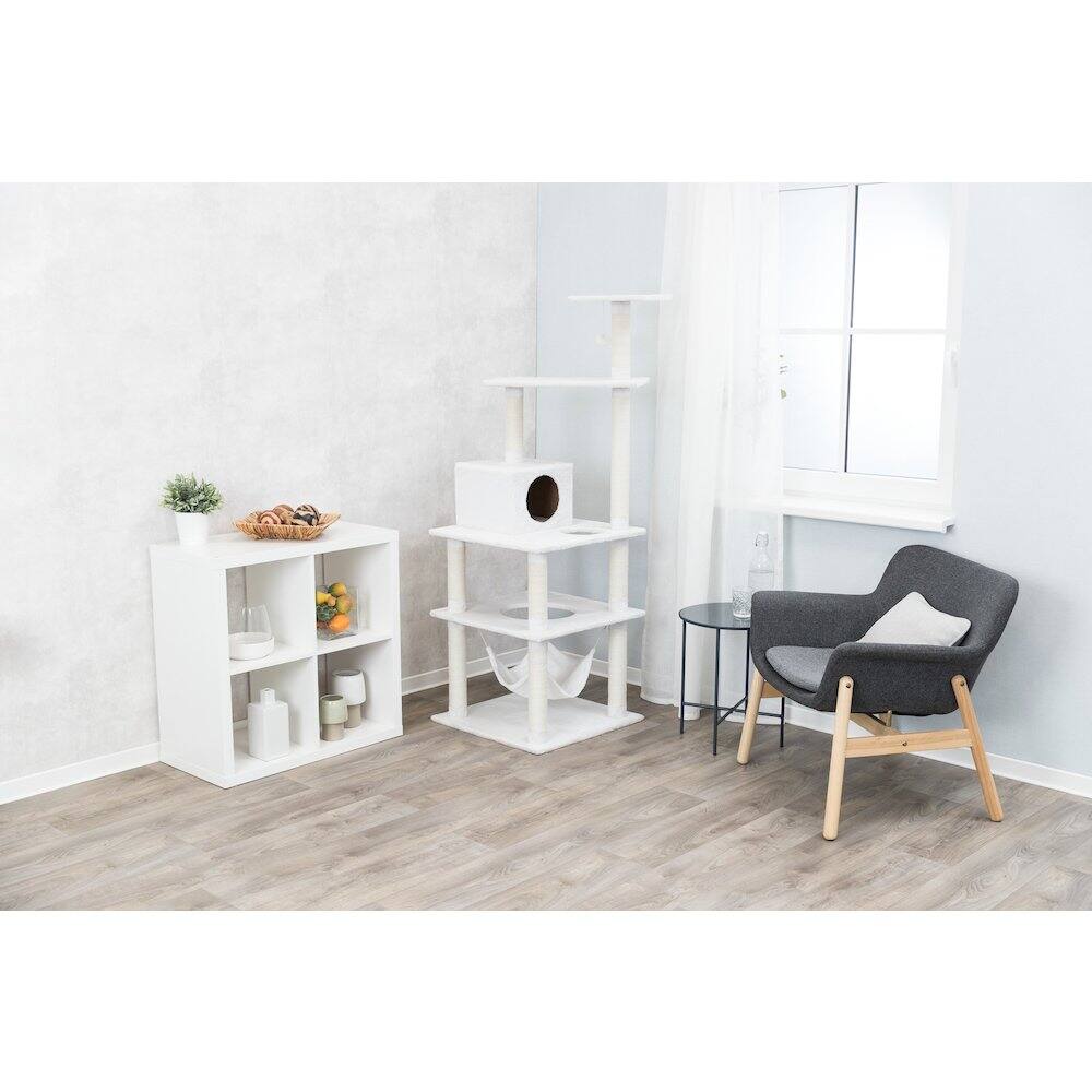 Left. TRIXIE - Abby Plush 4-Level Cat Tree with Sisal Scratching Posts Condo & Cat Toy - Cream.