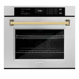 ZLINE - 30 in. Autograph Wall Oven w/ Air Fry w/ Gold Handle - Satin Stainless Steel