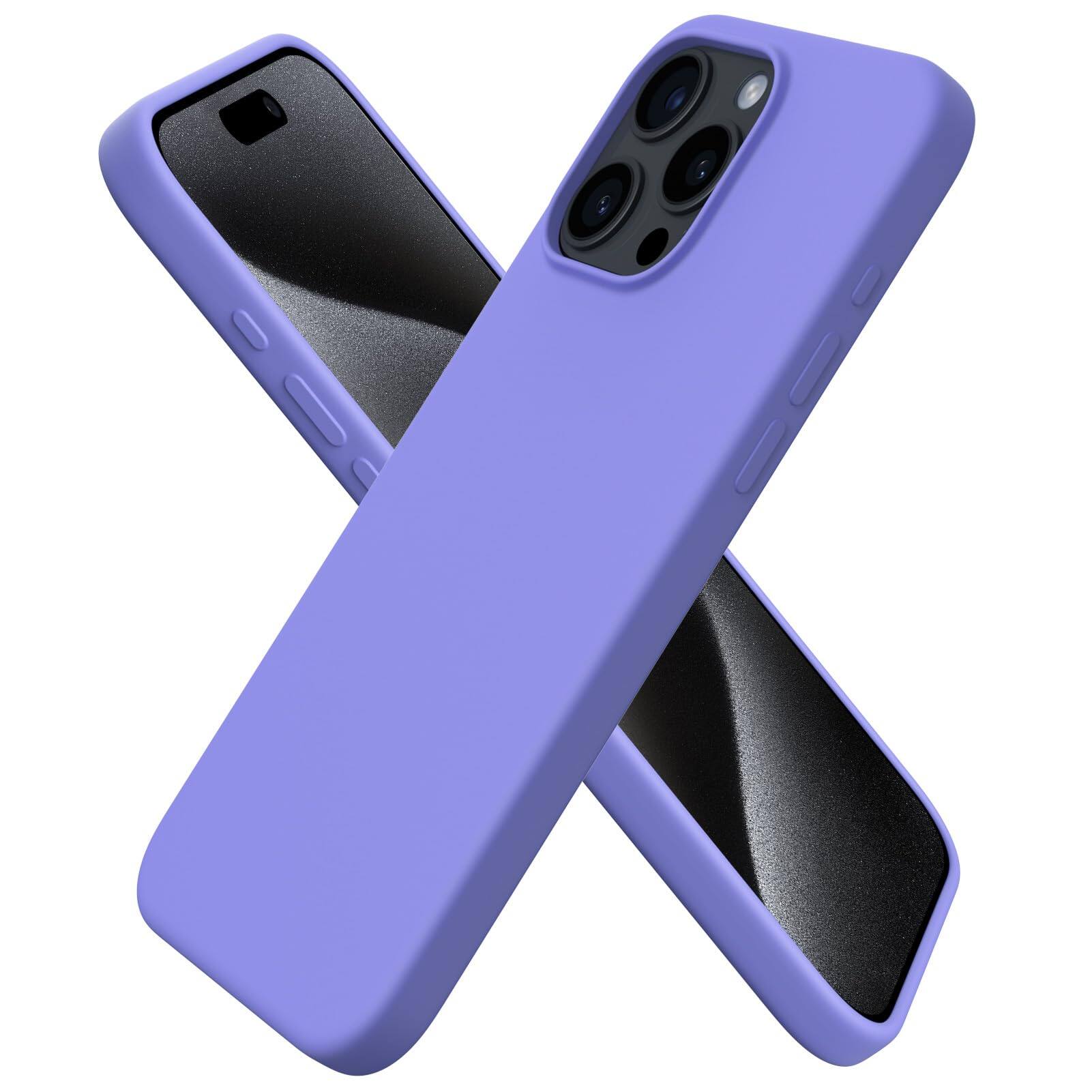 Front. Ornarto - ORNARTO Compatible with iPhone 15 Pro Max Case 6.7", Slim Liquid Silicone Full Covered Protective Cover-Periwinkle - Periwinkle.