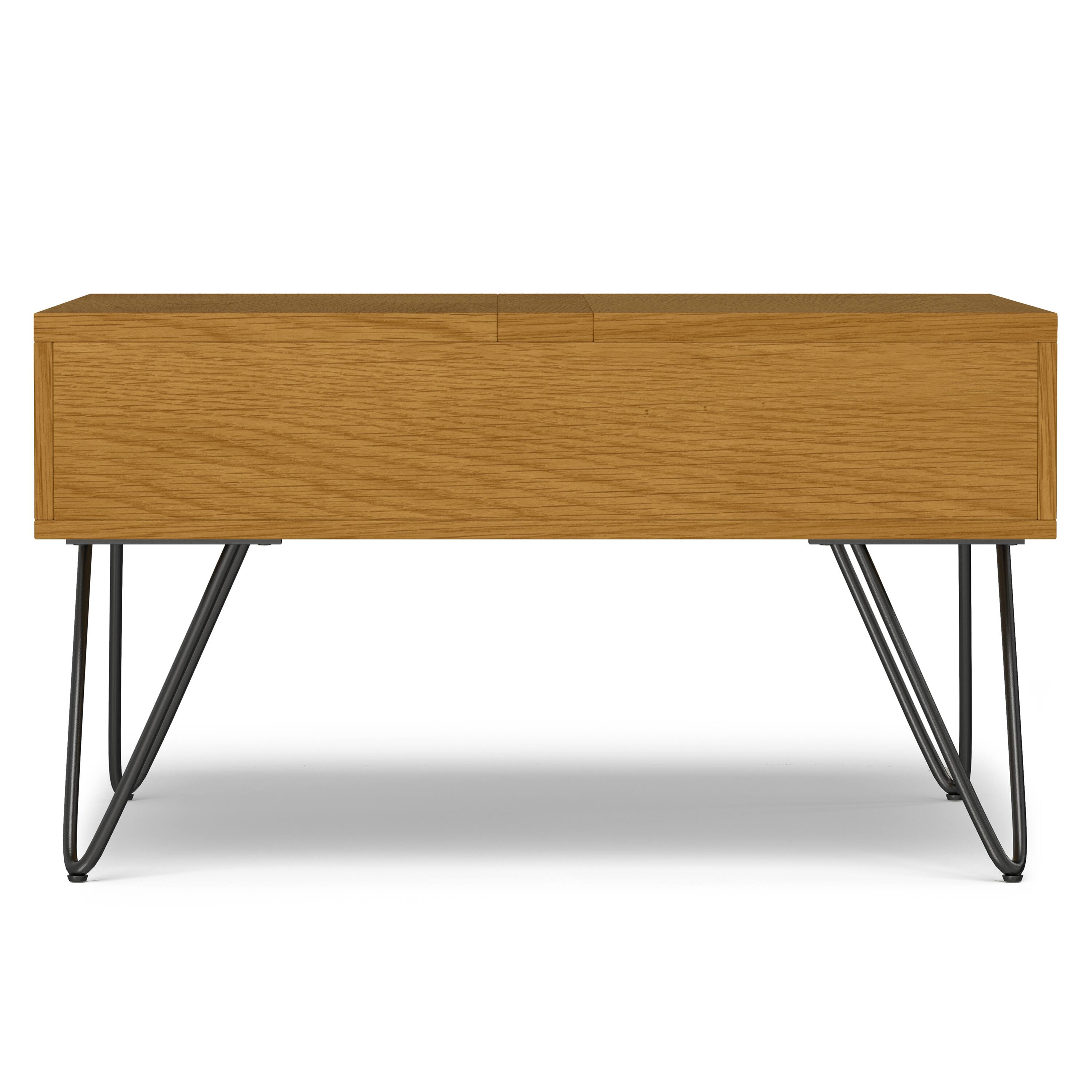 Alt View 3. Simpli Home - Hunter 32 inch Wide Solid Wood Lift Top Square Coffee Table in Oak - Oak.