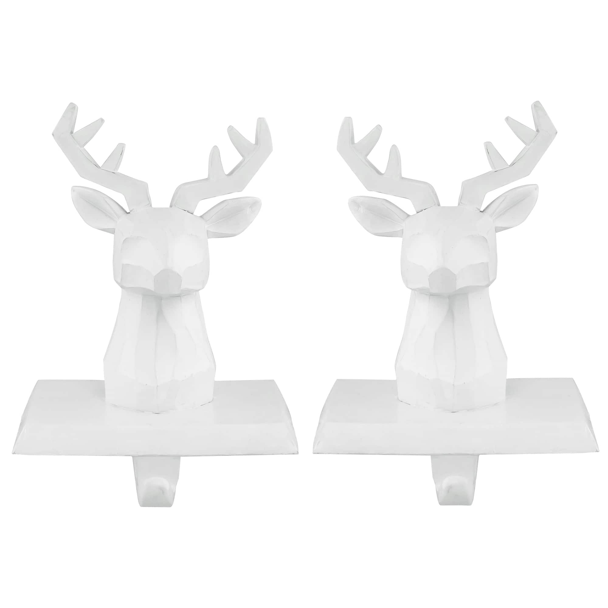 Northlight - Set of 2 Reindeer Head Christmas Stocking Holders 5.75" - White