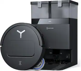 ECOVACS Robotics - DEEBOT T50 PRO Omni Robot Vacuum and Mop, 3.19” Ultra-Slim 15,000Pa, 10-in-1 Hands-Free Station, Ideal for Pet Hair - Black