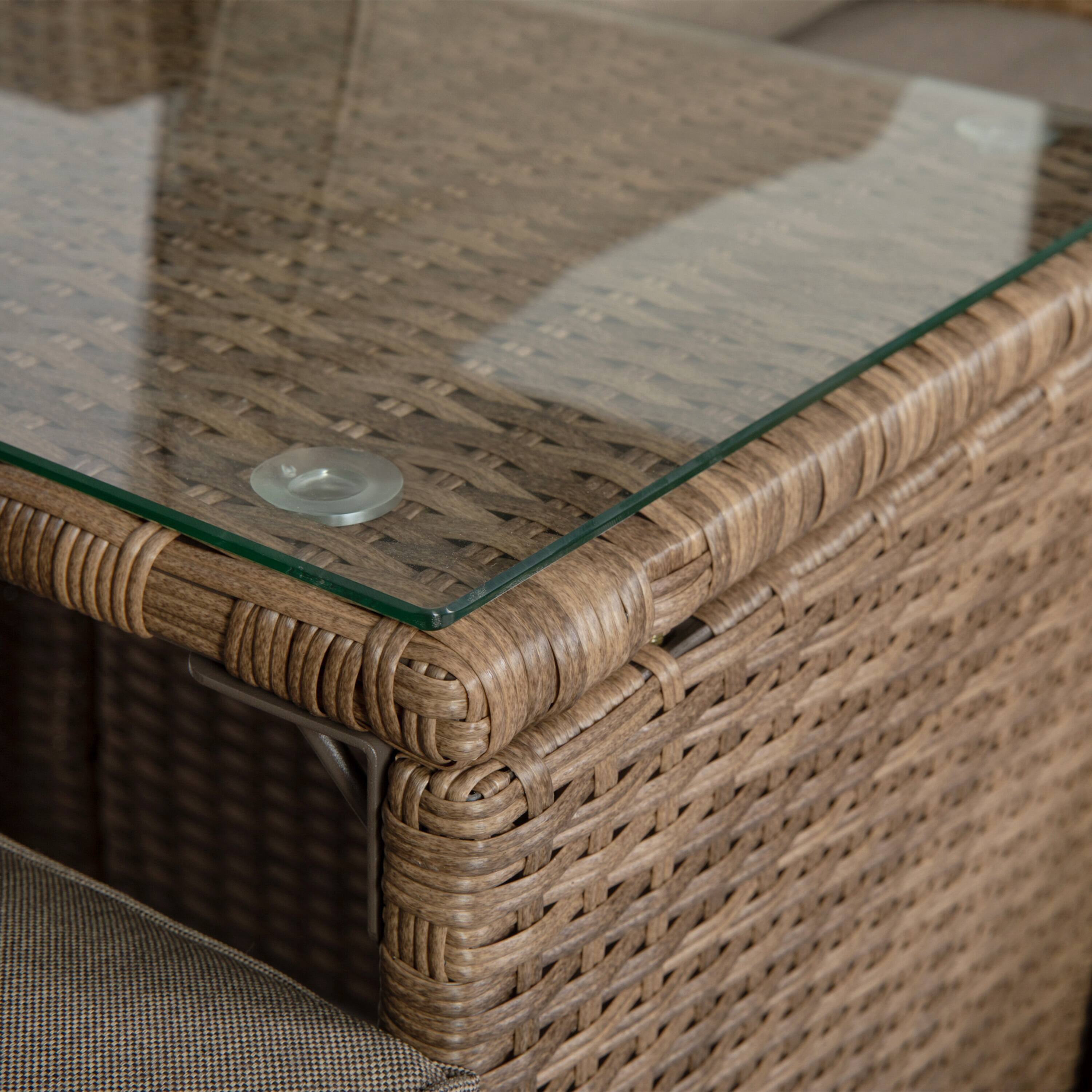 Alt View 9. Emma + Oliver - Anela Indoor/Outdoor Modular Loveseat Sofa Set with Ottomans and Glass-Top Table - Gray Fabric/Natural Frame.