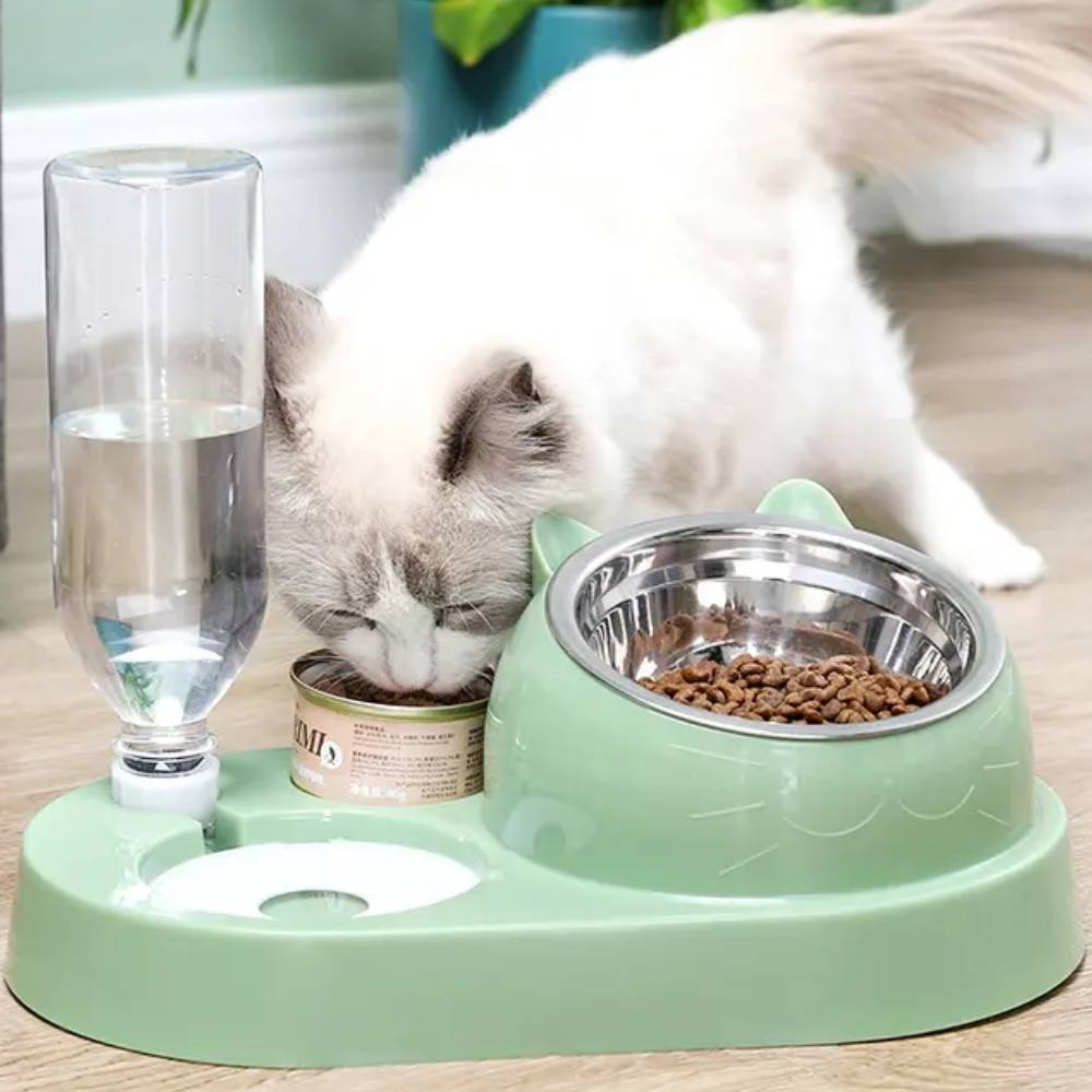 Alt View 3. Ficcuss Pets - No-Spill Bottle Dispenser Pet Feeding Bowl - Green.
