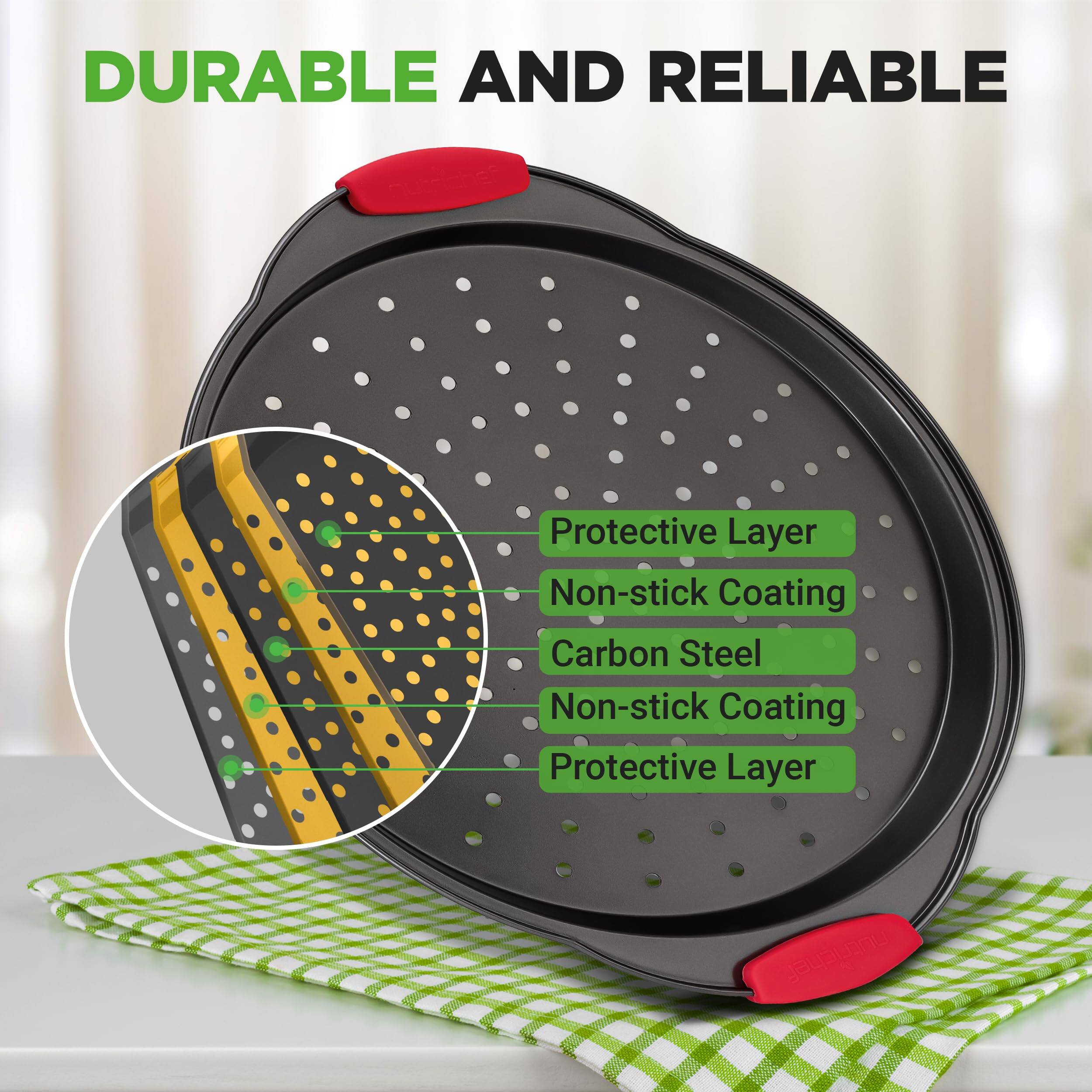 DURABLE AND RELIABLE

Protective Layer  
Non-stick Coating  
Carbon Steel  
Non-stick Coating  
Protective Layer