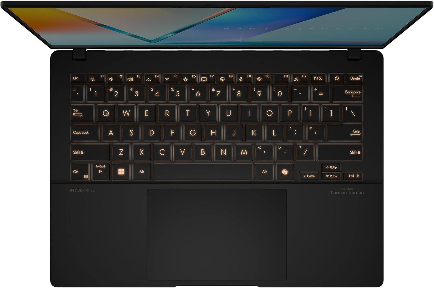 Esc D FI 4 F2 F3 F4 F5 F6 F7 FB 8 FO FI0 F11 M F12 Prt Sc - Delete 2 I 1 2 4 3 $ 4 % 5 A 6 & 7 8 I 9 I O - - + Backspace Tab Q W E R T Y U I O P I [ I ] I \ Caps Lock A S D F G H J K L : a I Enter Shift Z X C V B N M ? Shift CHl Fta Fn Alt Alt 4 Home PgUp PgDn End Dolby Atmos SOUND BY harman kardon