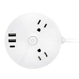 Ciao Tech - 2-Outlet 3-USB Port 300J Surge Protector Power Strip, 5 ft Cord, CPAT500-050 - White
