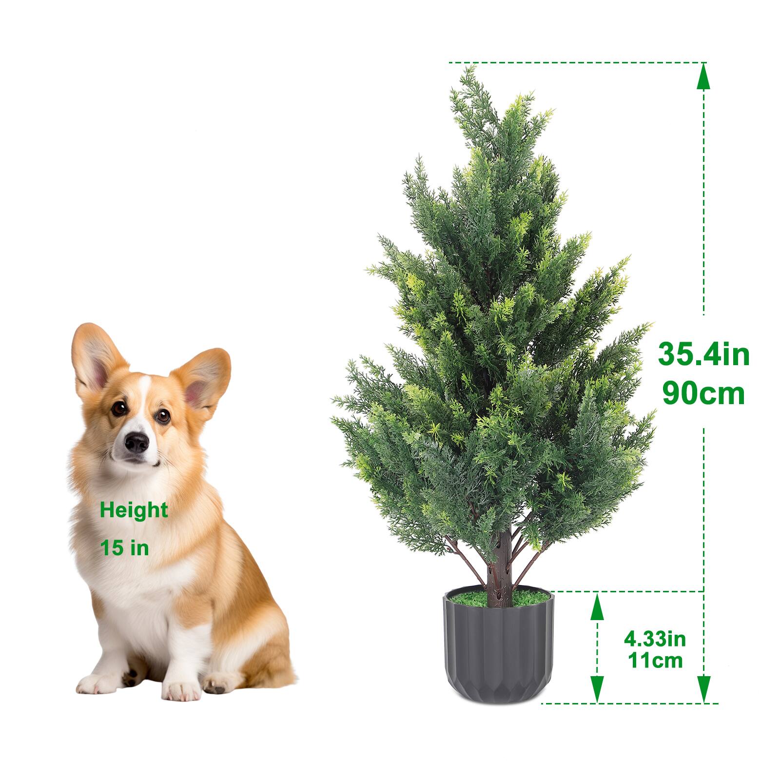 35.4in (90cm) Height 15 in (4.33in) 11cm