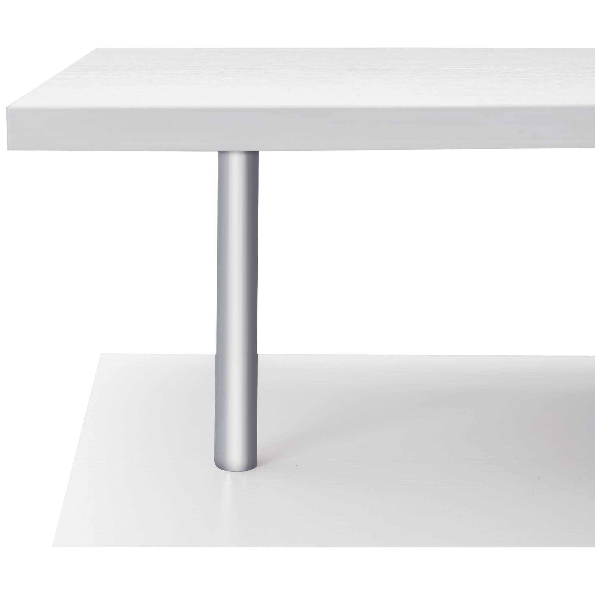 Alt View 8. Homcom - 55" 360° Rotating Corner Computer Desk Modern L-Shaped Home Office Workstation with 3-Tier Storage Shelves - White.