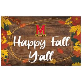 Fan Creations - Maryland Terrapins 11'' x 19'' Happy Fall Y'all Sign - Brown