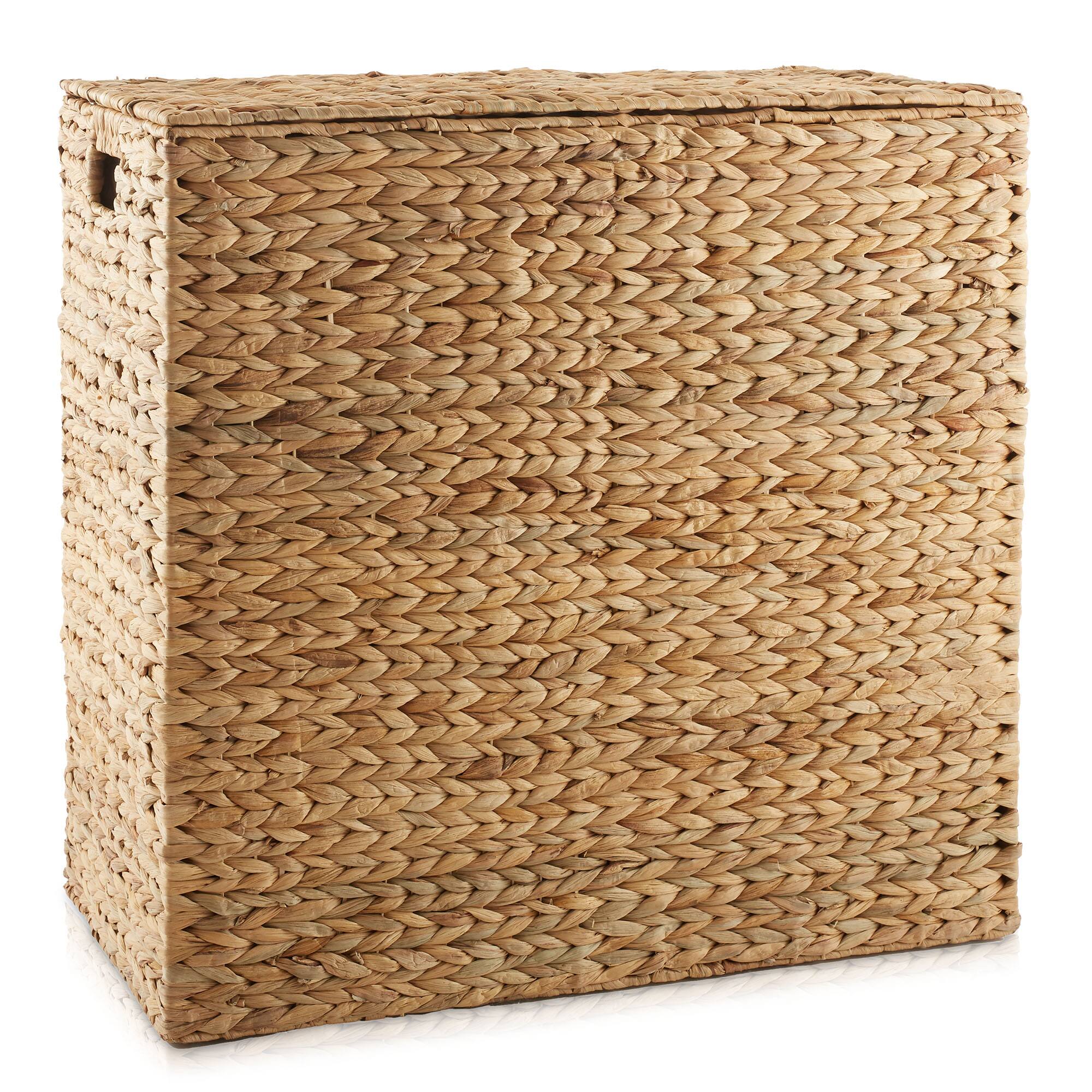 Alt View 3. Casafield - 2-Section Laundry Hamper Basket with Removable Liner Bags for Clothes - Natural.