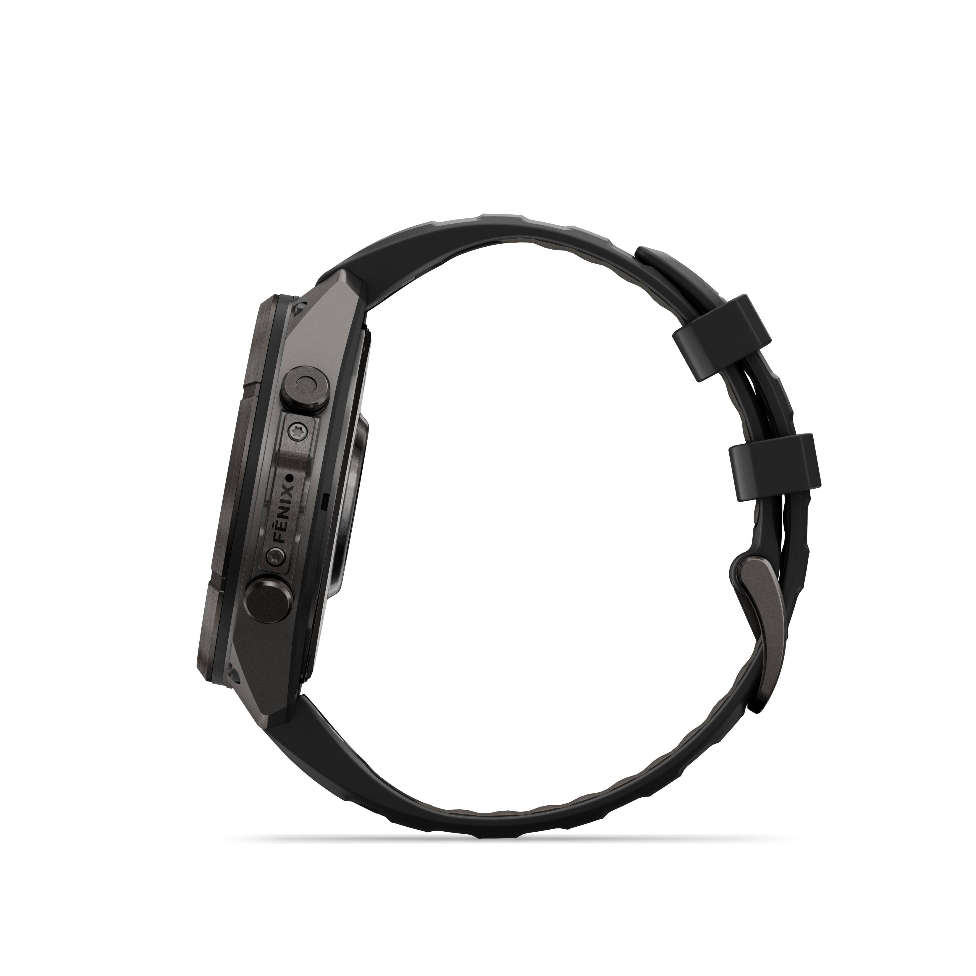 Alt View 7. Garmin - fēnix 9 Pro - inReach AMOLED GPS Smartwatch 47 mm Titanium - Black/Pebble Gray Silicone Band.