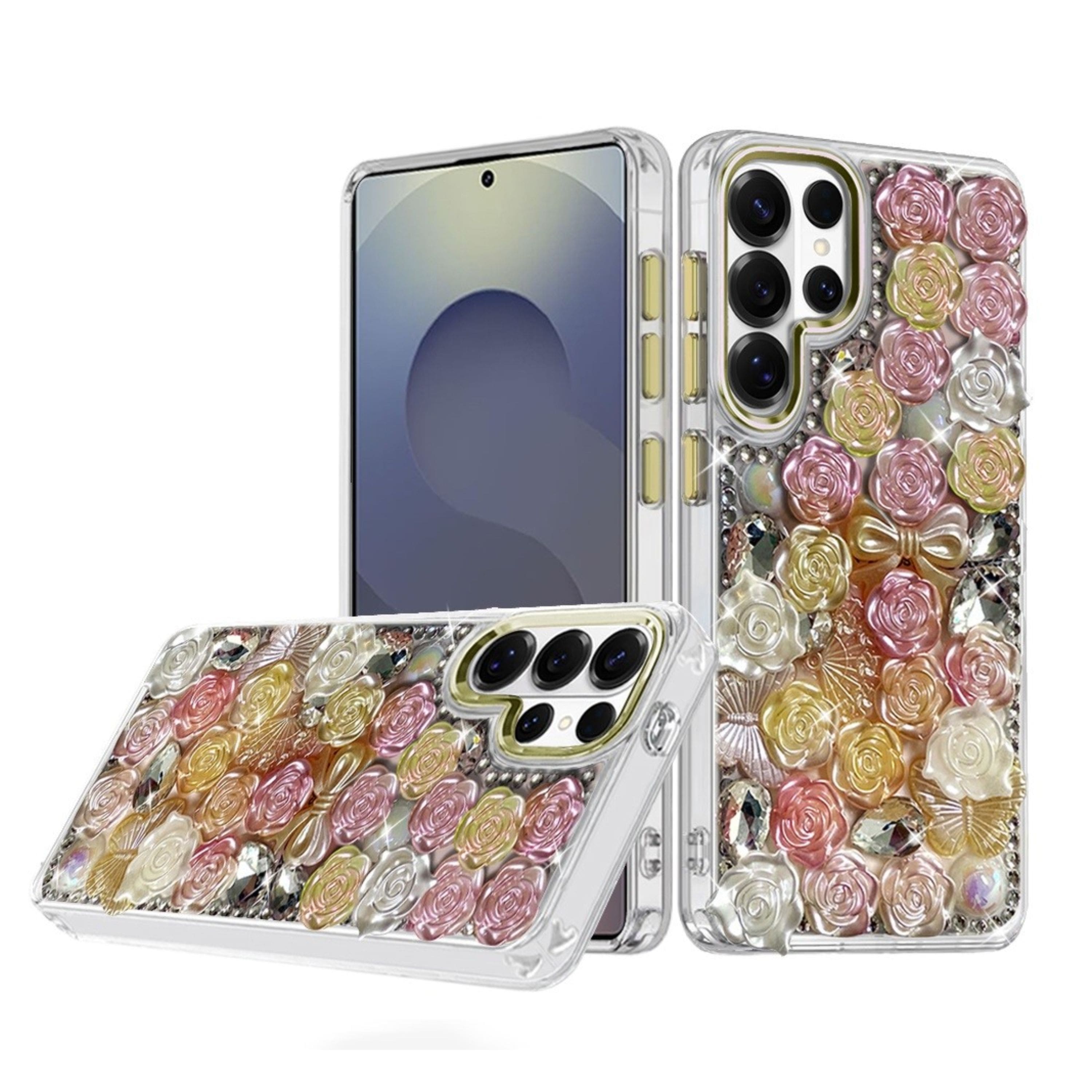 Kitcheniva - Elegant 3D Rose Bling Case With Tempered Glass For Samsung S25 Ultra - Orange price history on PriceWatchPro