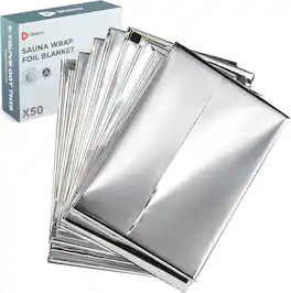 LifePro - Sauna Wrap Foil Blanket - 50-Pack - Bulk Thermal Space Blankets for Full Body Heat Retention & Sauna Use - Silver