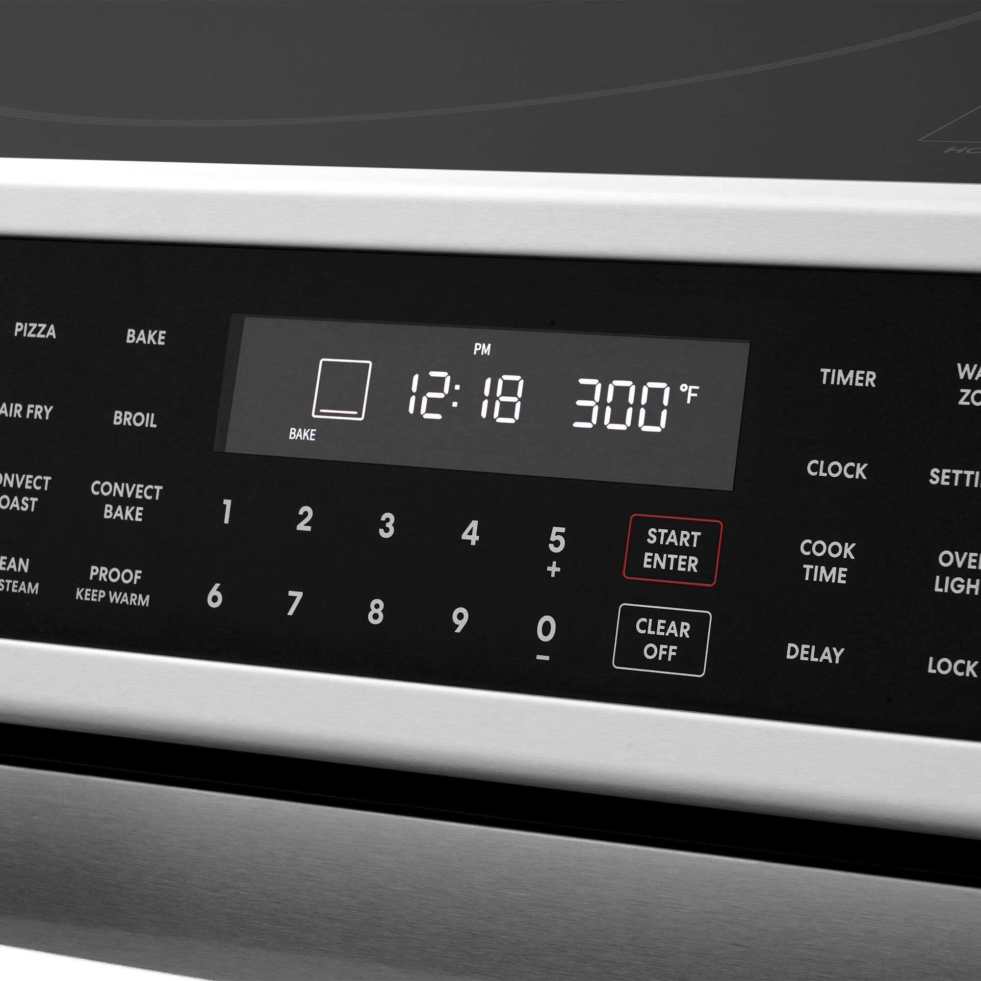 HC PIZZA BAKE AIR FRY BROIL CONVECT OAST BAKE PROOF STEAM KEEP WARM  
1 2 3 4 5 6 7 8 9 0  
START ENTER CLEAR OFF TIMER CLOCK COOK TIME DELAY  
OVEN LIGHT LOCK