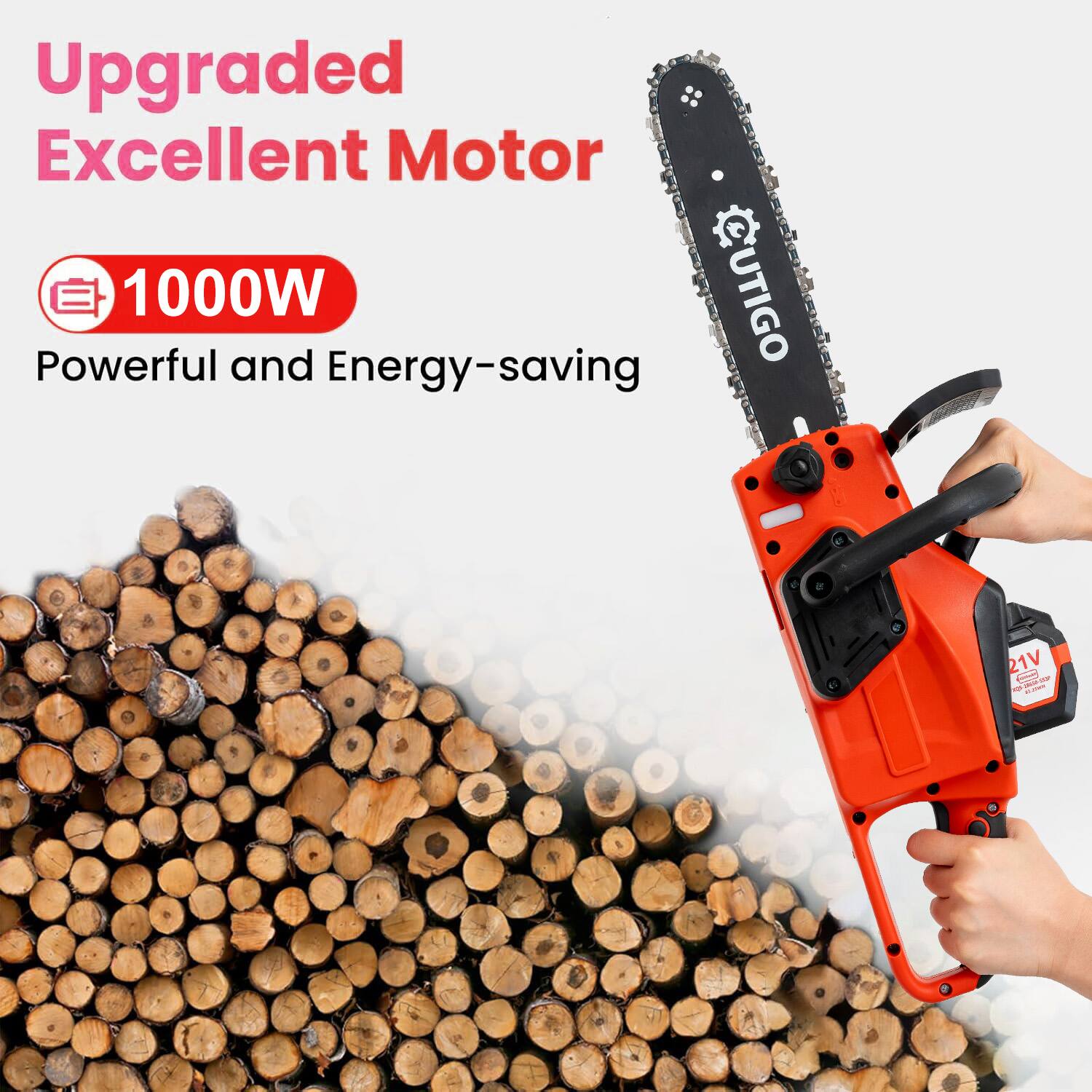 Upgraded Excellent Motor, 1000W Powerful and Energy-saving CUTIGO 21V 23cm