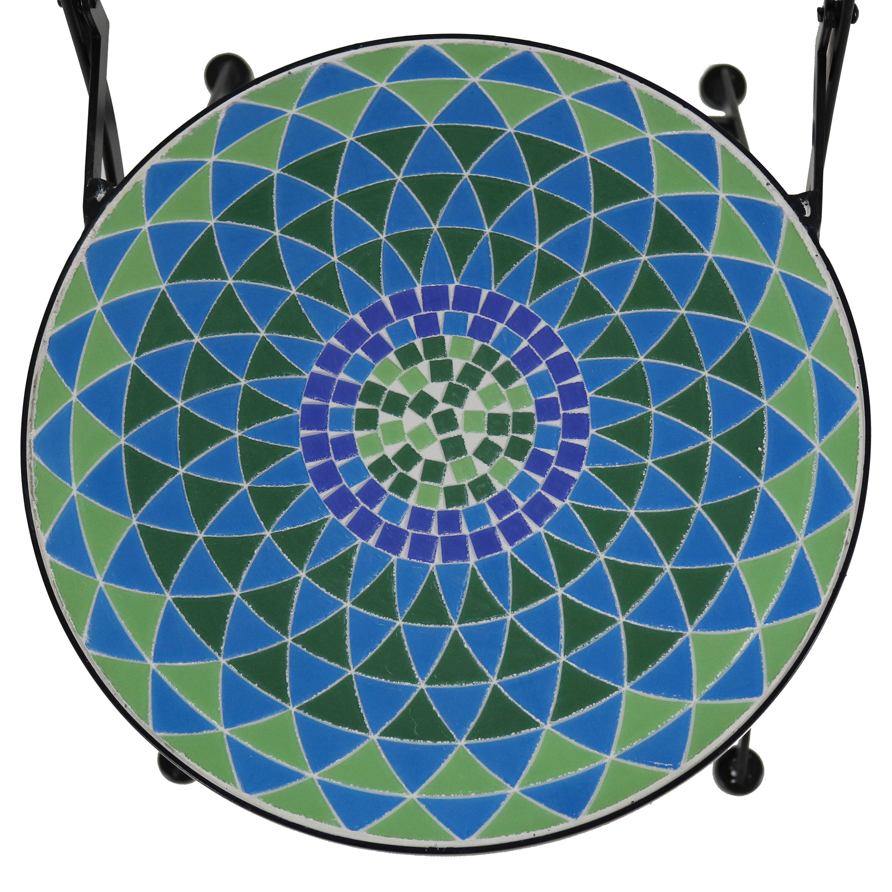 Alt View 3. Sunnydaze - Mosaic Tile Bistro Chair with Iron Frame - 2-Pack - Blue Mosaic.