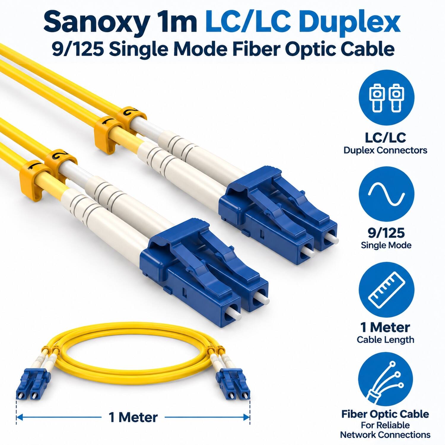 Sanoxy 1m LC/LC Duplex 9/125 Single Mode Fiber Optic Cable

LC/LC Duplex Connectors

9/125 Single Mode

1 Meter Cable Length

1 Meter

Fiber Optic Cable For Reliable Network Connections