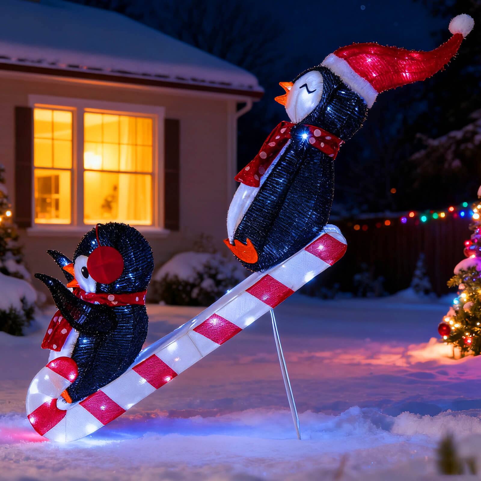 Alt View 5. Costway - Costway Lighted Christmas Decoration Penguin with 170 LED Lights for Home Lawn Yard Garden - Multicolor.