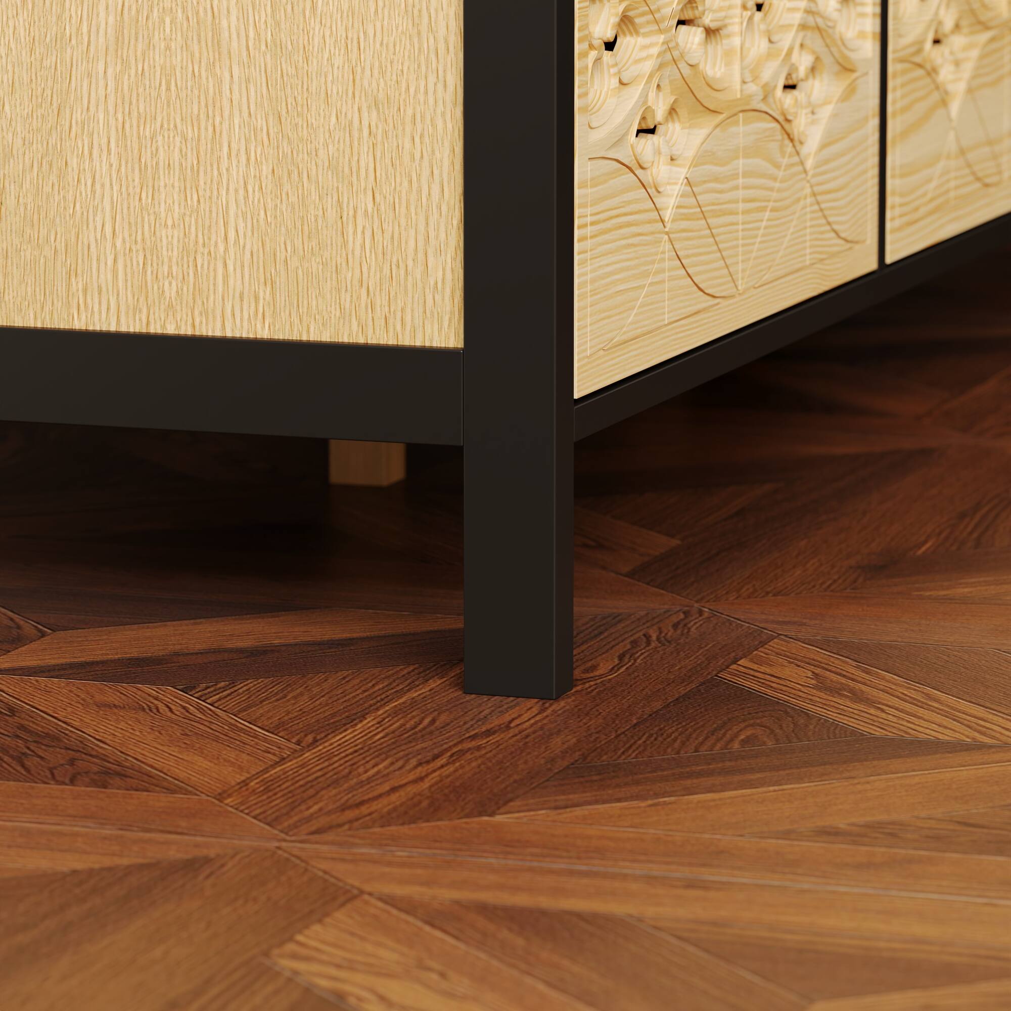 Alt View 4. FUFU & GAGA - FUFU&GAGA Carved Dresser: Anti - Tip, Stylish Storage for Any Style - Wooden.