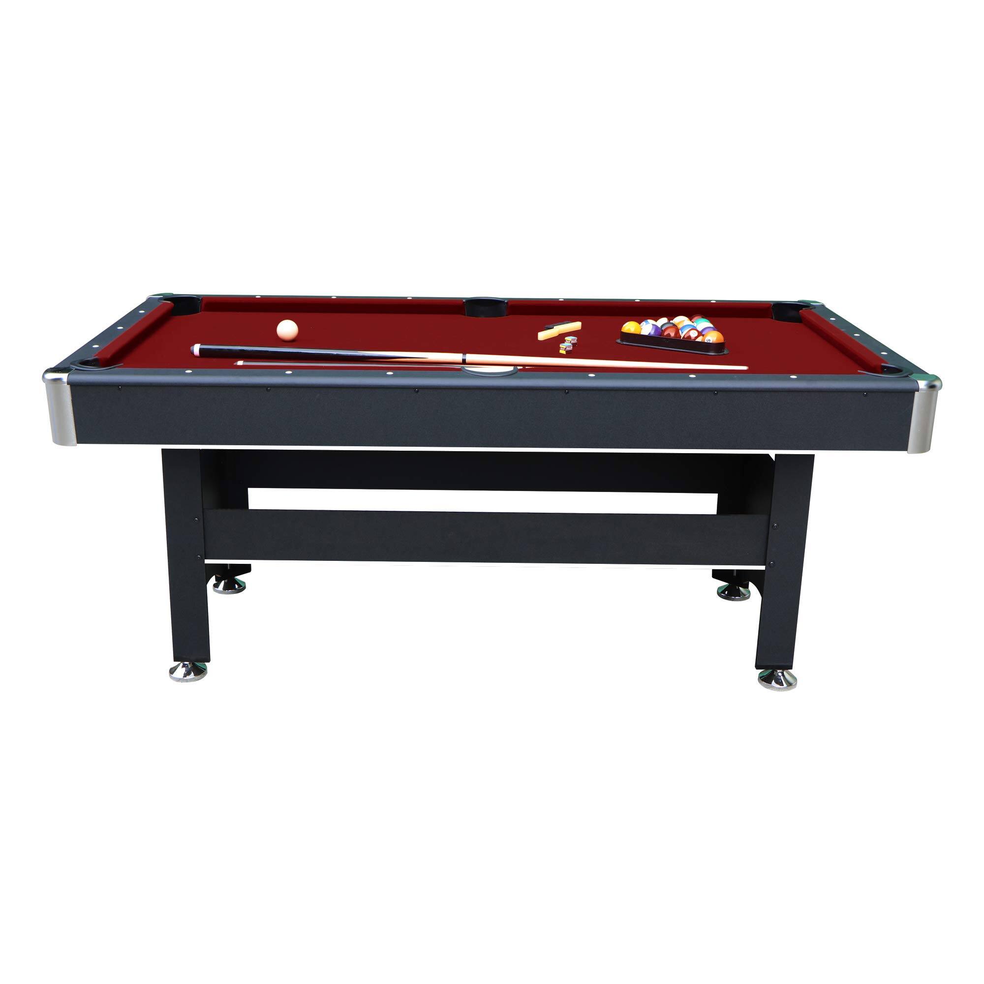 Alt View 4. GlowWise - 6ft combo table: pool & ping pong in one. Includes balls, cues, paddles, brush – perfect for family game rooms!.