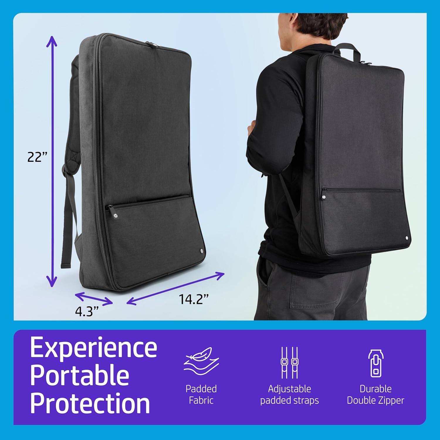 22"  
14.2"  
4.3"  

Experience Portable Protection  

Padded Fabric  
Adjustable padded straps  
Durable Double Zipper