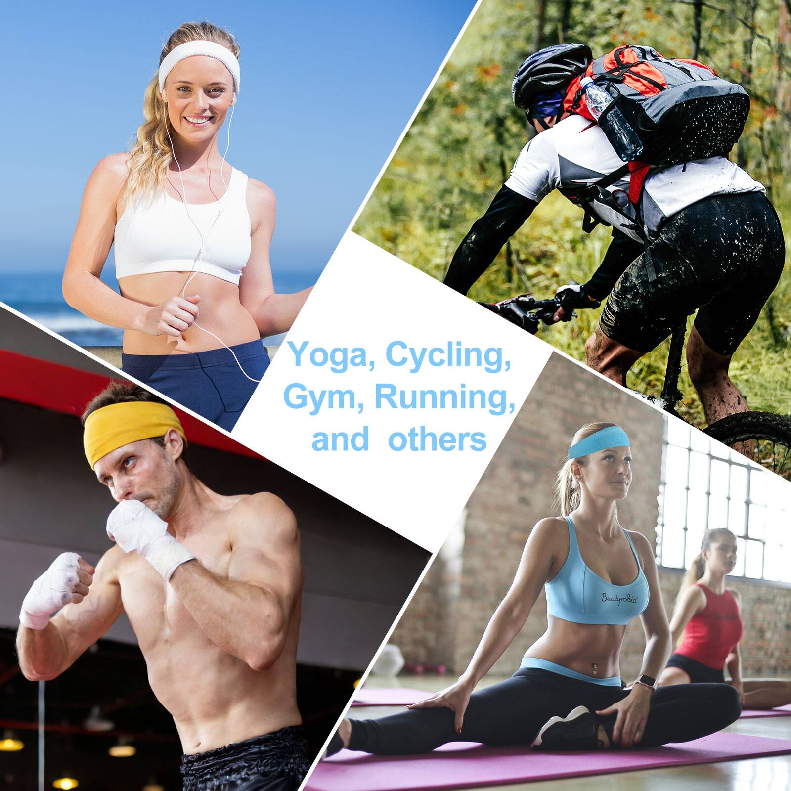 Yoga, Cycling, Gym, Running, and others