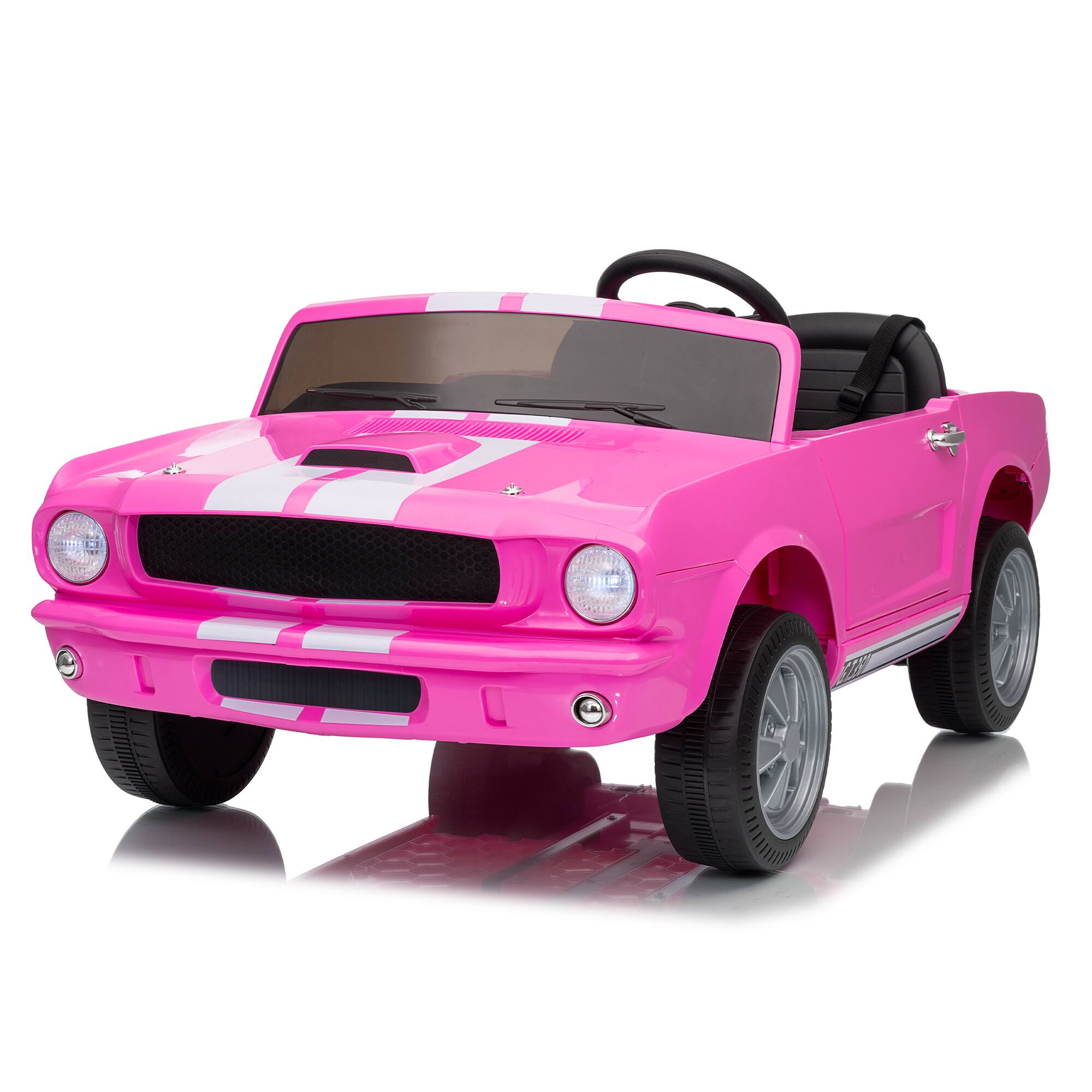 GARVEE- 24V 2 Seater Ride on Licensed Shelby GT350, Battery Powered Ride on Toys for Kids with Remote Control, Ford Shelby- Pink