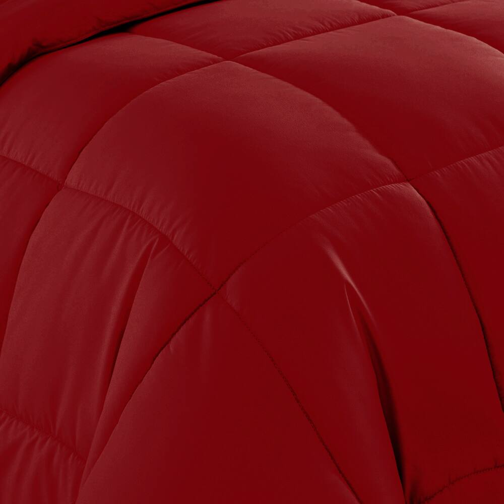 Left. Sweet Home Collection - All Season Reversible Bed-in-A-Bag Solid Color Comforter & Sheet Set, Twin - Red.