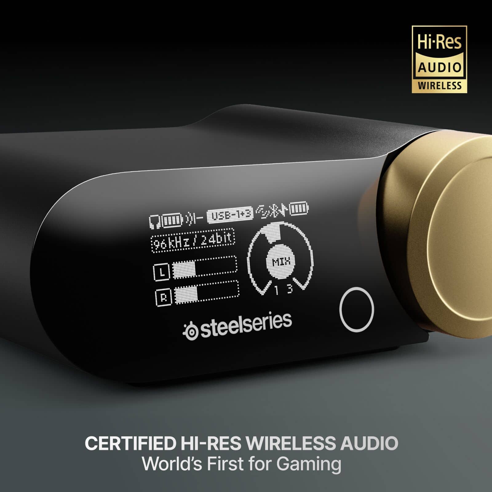 Hi-Res AUDIO WIRELESS III
USB-1+3 96kHz/24bit
96kHz 24bit
MIX 1 3
L
R
steelseries
CERTIFIED HI-RES WIRELESS AUDIO
World's First for Gaming