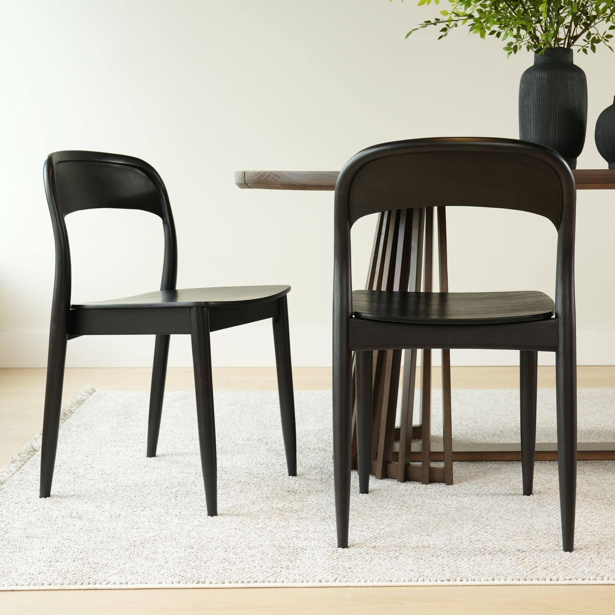 Alt View 1. Plank+Beam - Loar Dining Chair (2 pack), Black - Black.