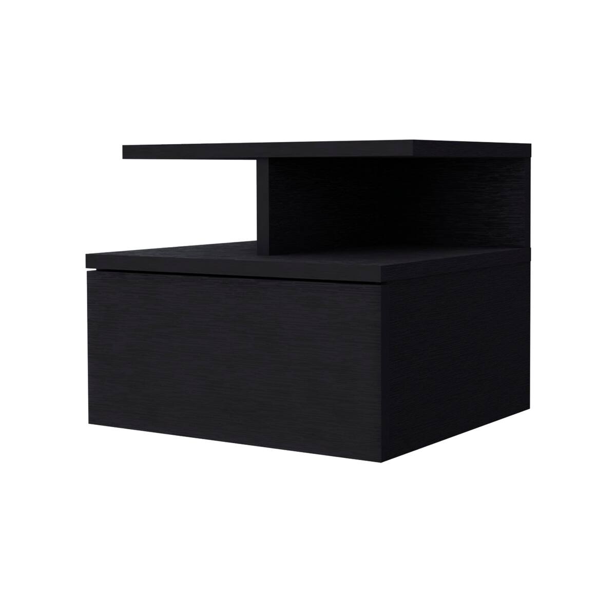 Left. Loheer - Loheer Floating Nightstand with One Drawer, Wenge Wood, 14-Inch Wall-Mounted Bedside Storage - Wenge.