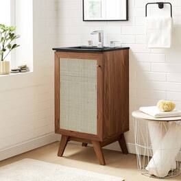 Soma Bathroom Vanity with Black Basin Included by Modway - Walnut Black