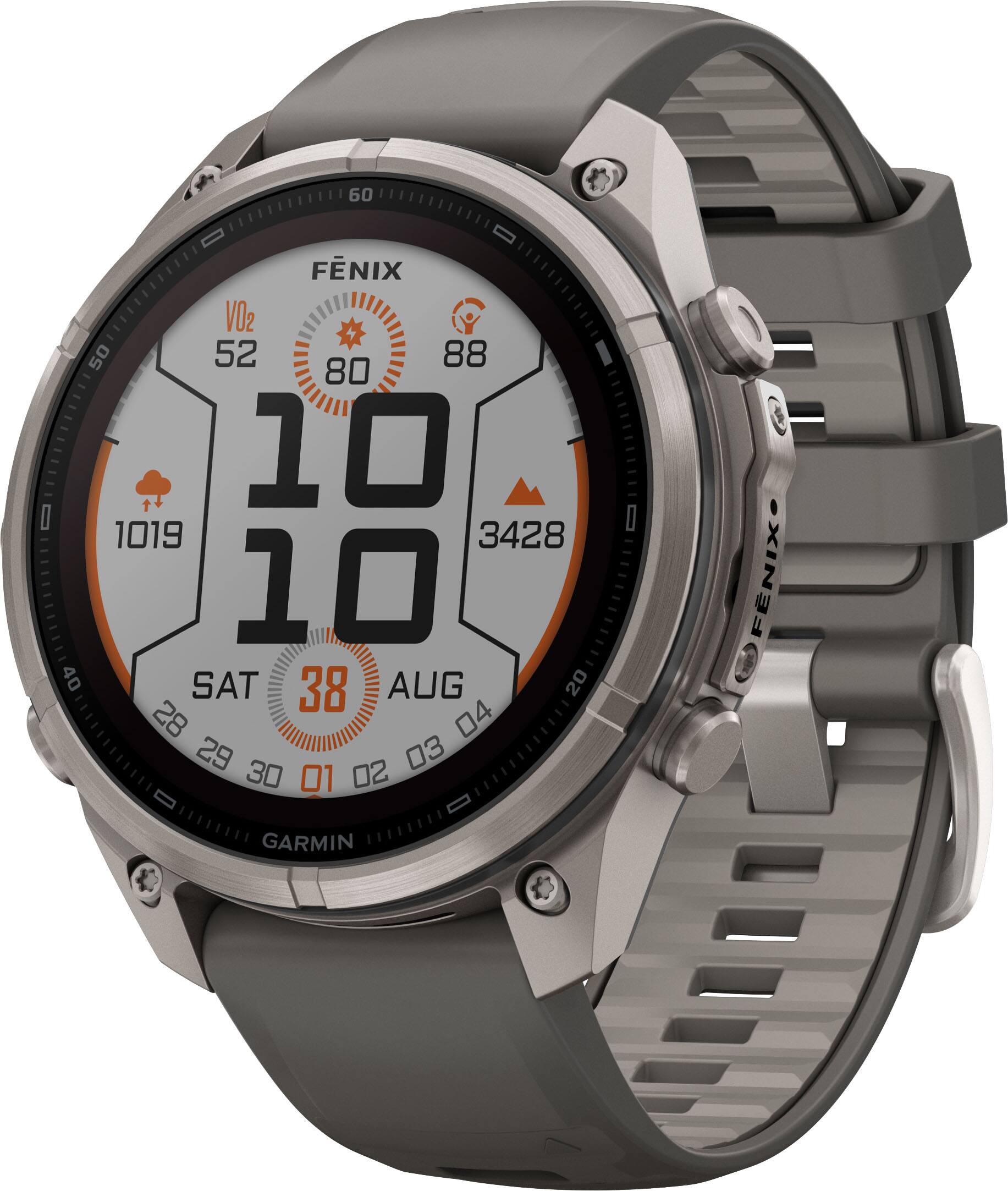 Garmin - fēnix 9 Pro - Solar GPS Smartwatch 47 mm Titanium - Pebble Gray/Silver Gray Silicone Band - (2026)