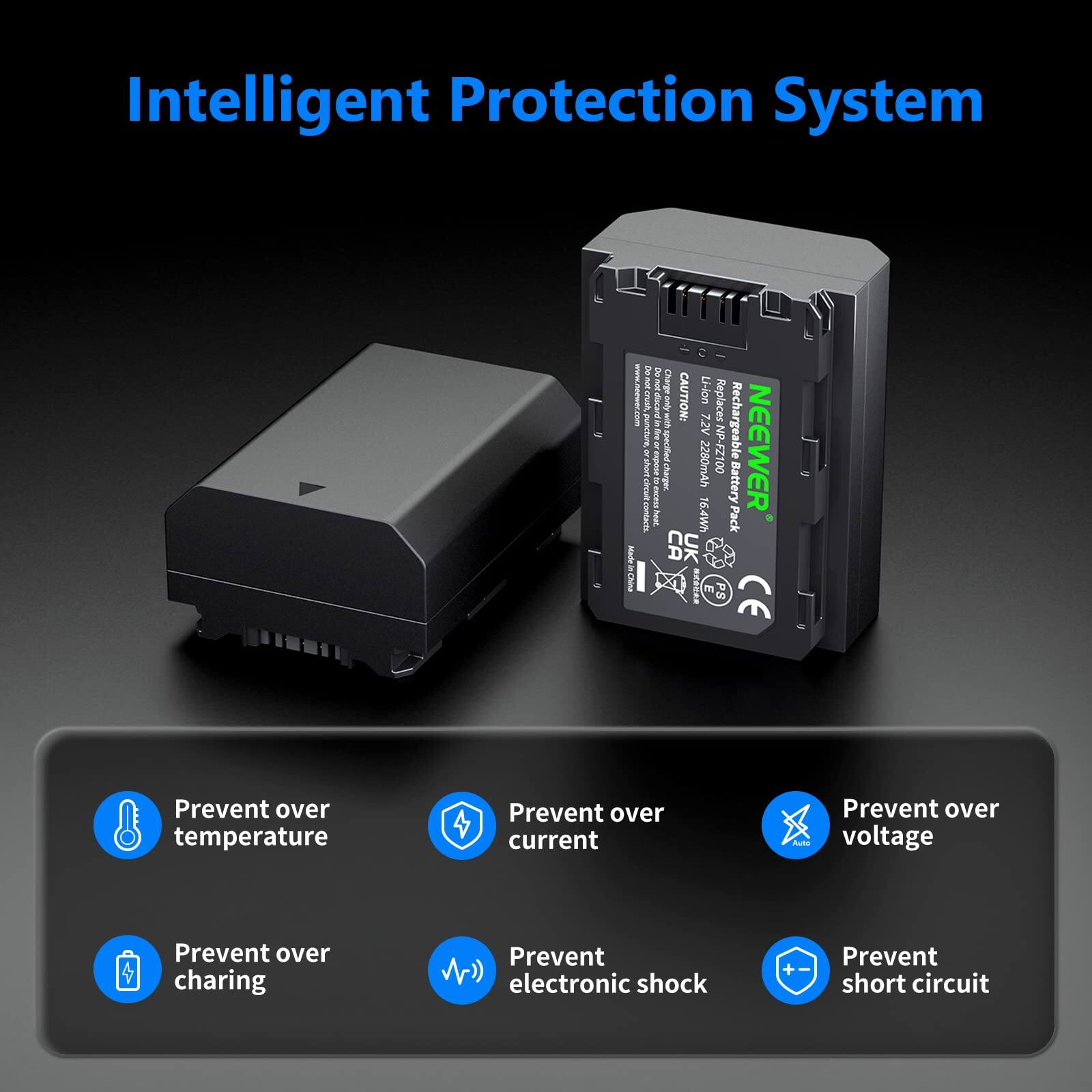 Intelligent Protection System

CAUTION: Li-ion battery

7.2V Replaces NP Rechargeable 4 mAh 2280mAh 001Z NEEWER Battery IntuTs Na9 16.4Wh Pack

Prevent over temperature
Prevent over current
Prevent over voltage
Prevent over charging
Prevent electronic shock
Prevent short circuit