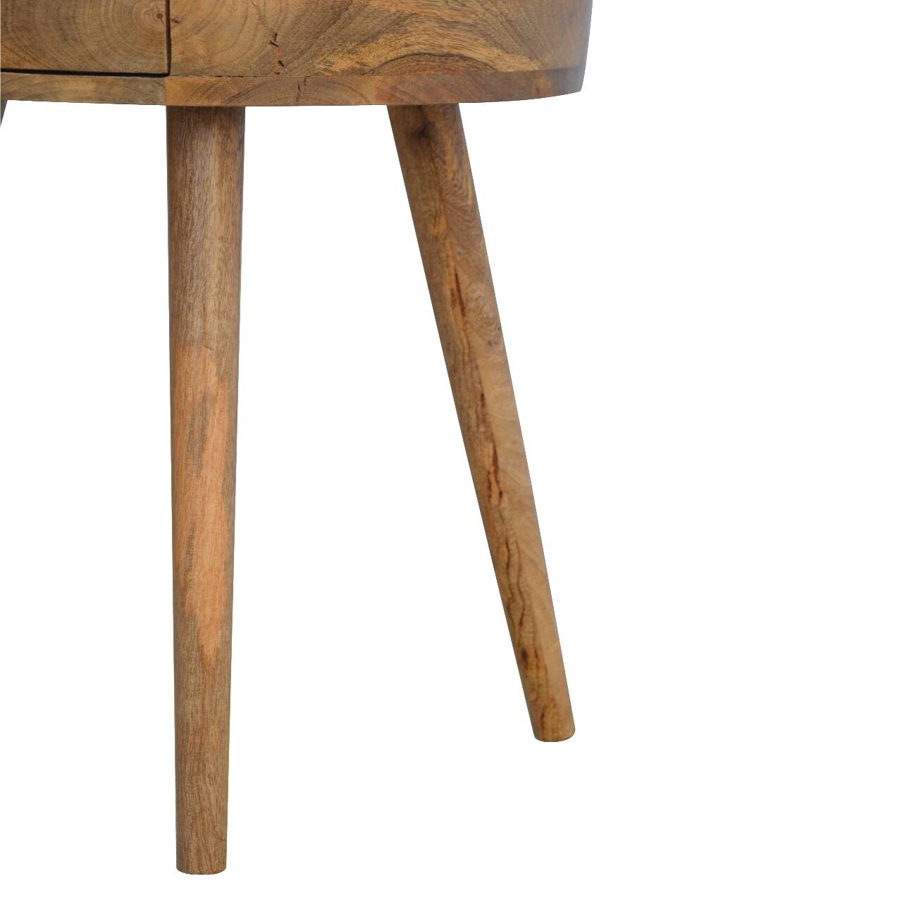 Alt View 5. Artisan Furniture - Artisan Furniture Solid Wood Nordic Circular Shaped Nightstand, 1 Drawer, Nordic legs, Brown - Oak.