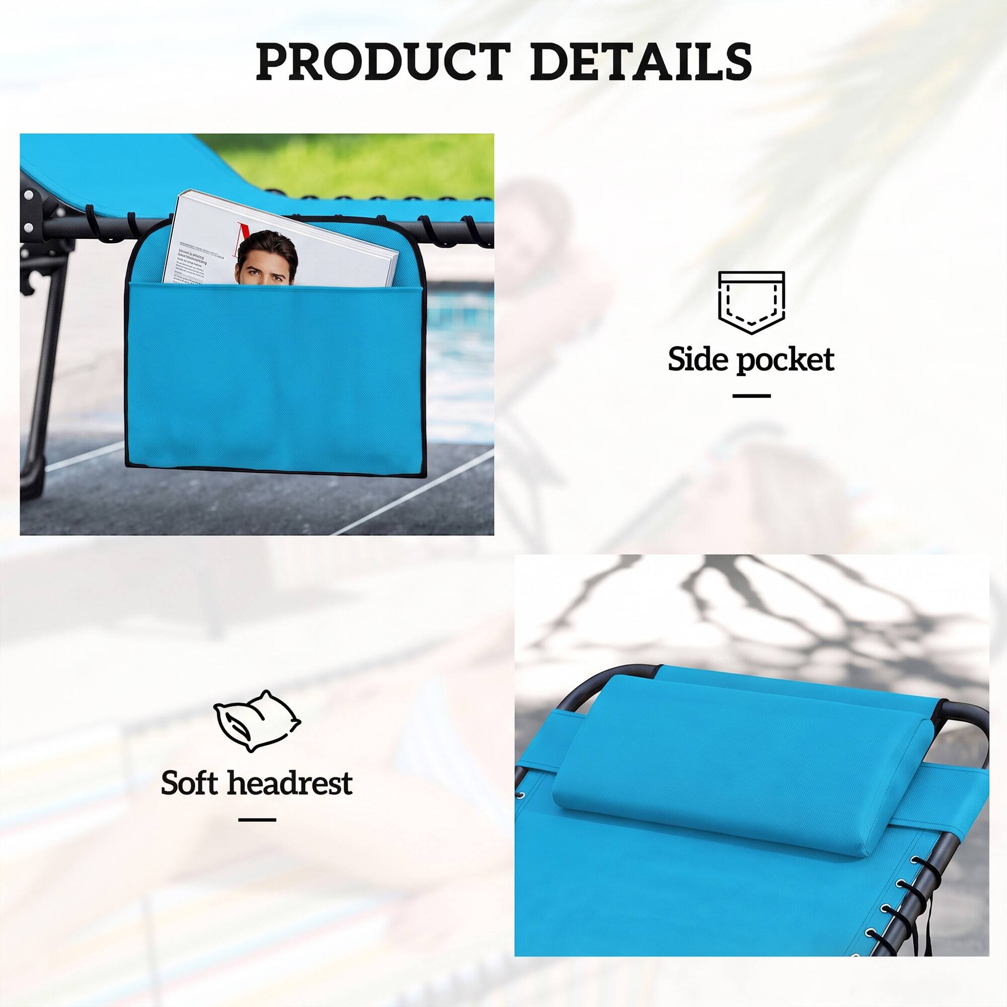 PRODUCT DETAILS
- Side pocket
- Soft headrest
