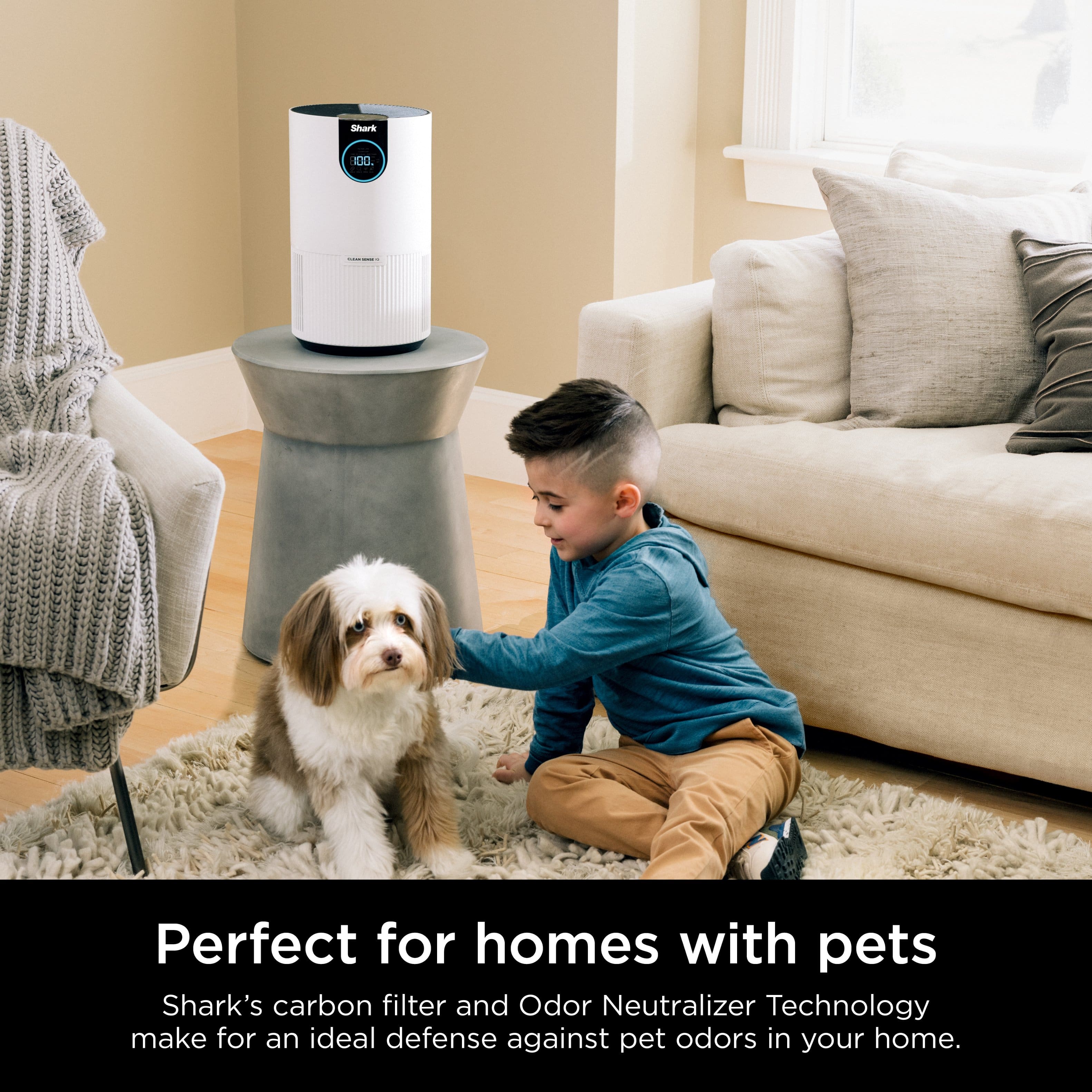 Shark is perfect for homes with pets. Shark's carbon filter and Odor Neutralizer Technology make for an ideal defense against pet odors in your home.