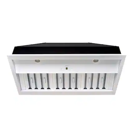 Front. Akicon - Akicon 36 inch Ducted 600-CFM Satin White Range Hood Insert - White.