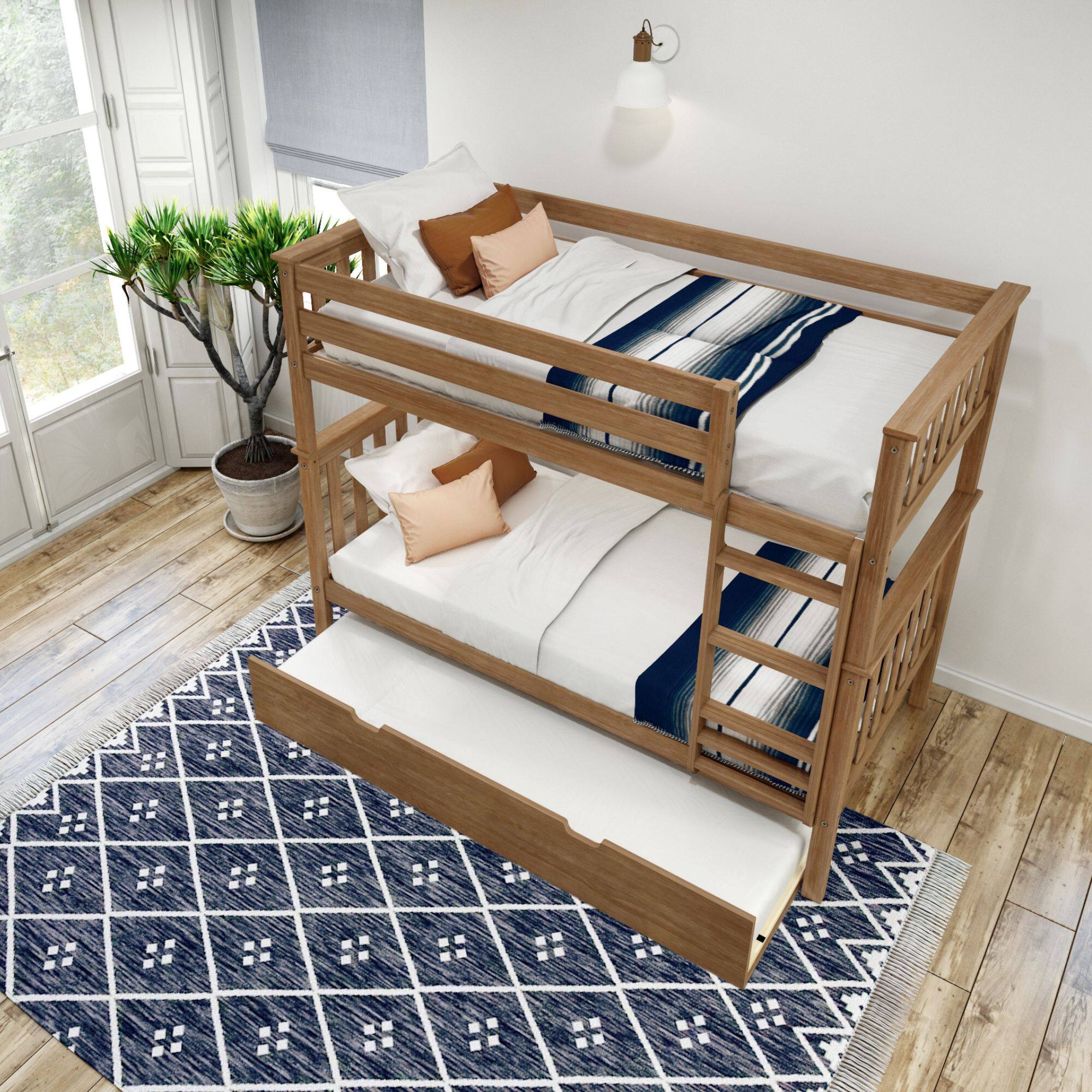 Alt View 5. Plank+Beam - Classic Twin over Twin Bunk Bed Bed with Trundle, Pecan - Pecan.