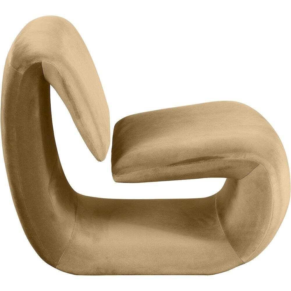 Alt View 3. Meridian Furniture - Nouveau Camel Velvet Accent Chair - Beige.